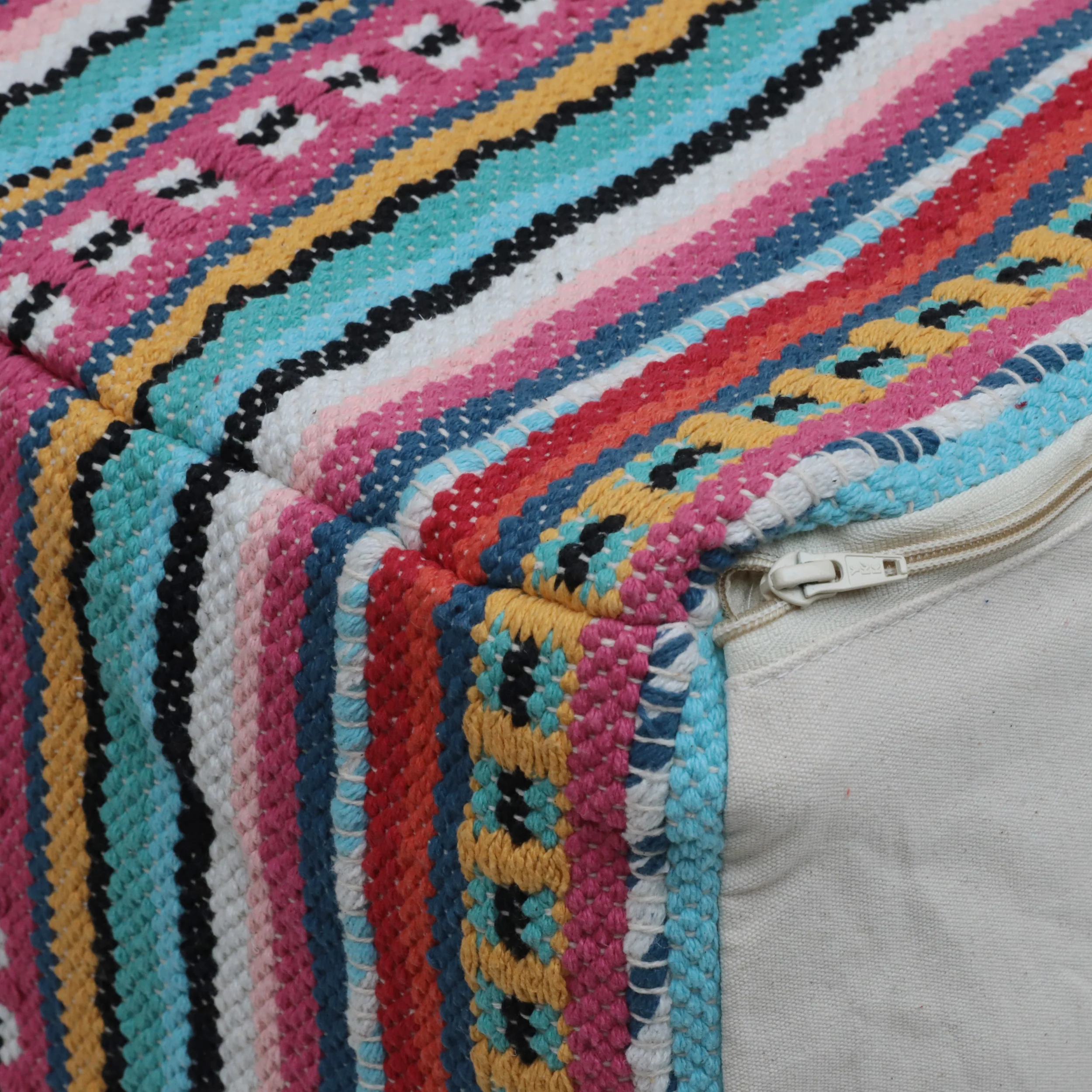 Hilliard Boho Handcrafted Peruvian Print Cube Pouf - furnishings
