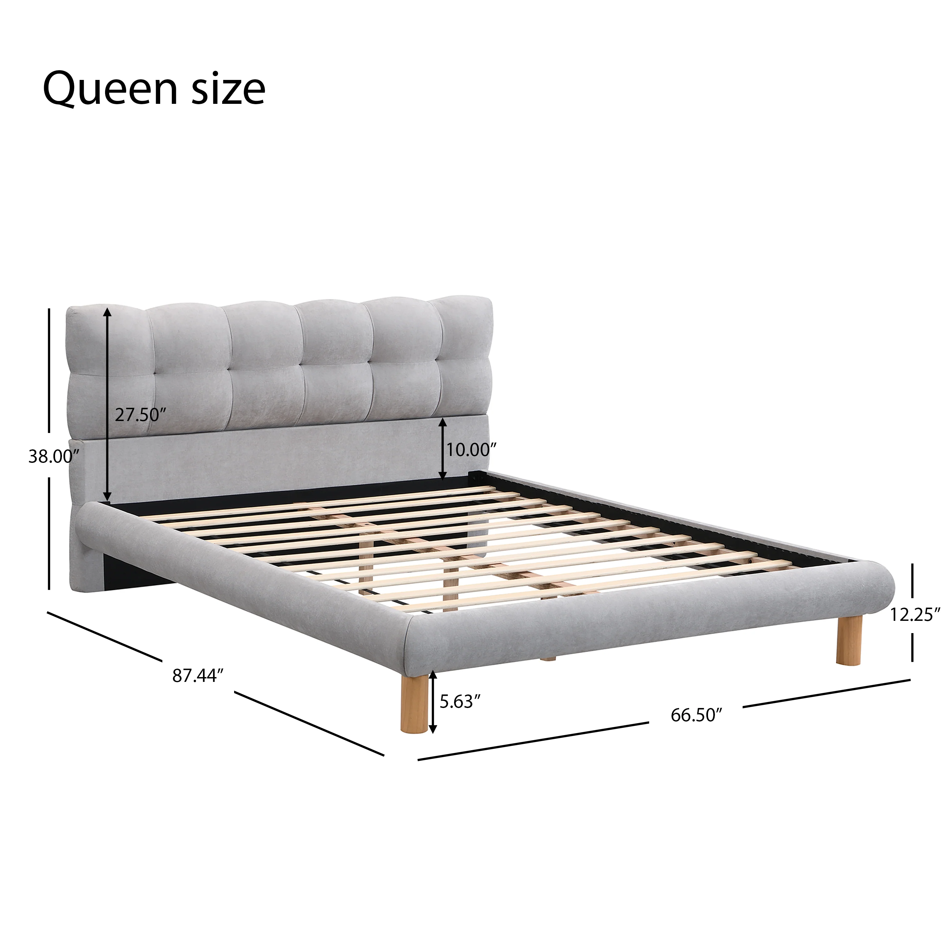Caldwin Modern Upholstered Chenille Platform Bed with Headboard - furnishings