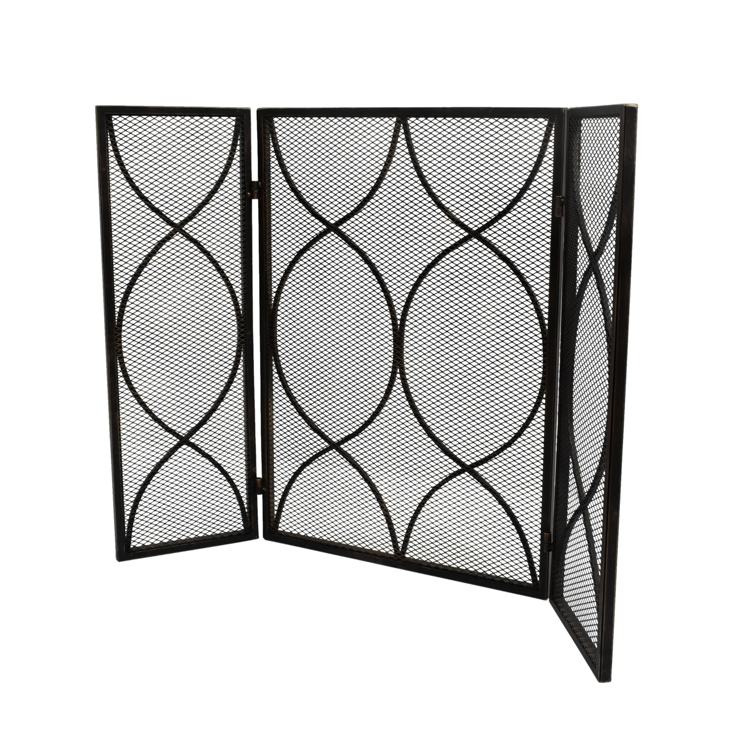 Laylah Modern Three Panel Iron Firescreen - furnishings