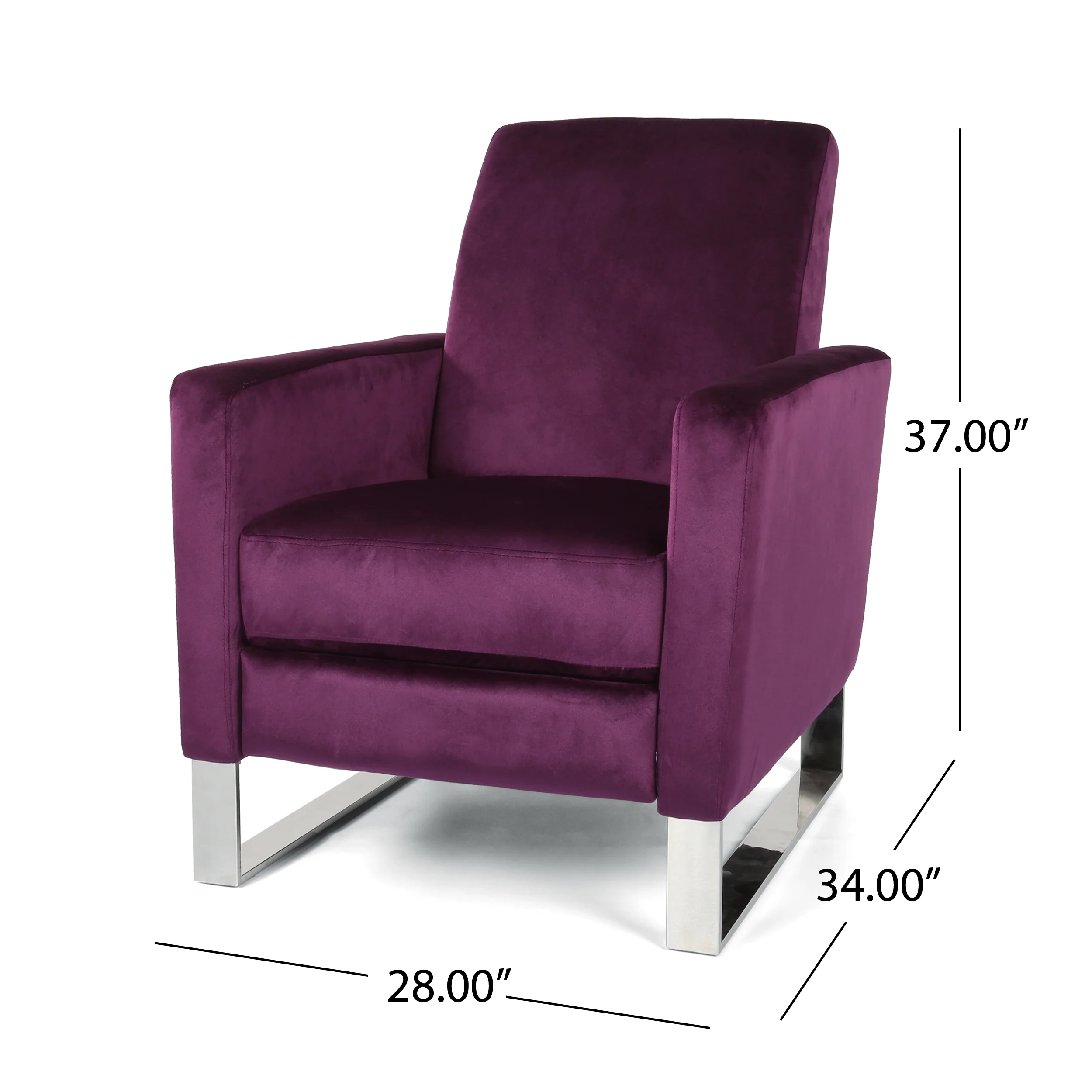 Arvin Modern Push Back High Leg Recliner with Stainless Steel Legs - furnishings