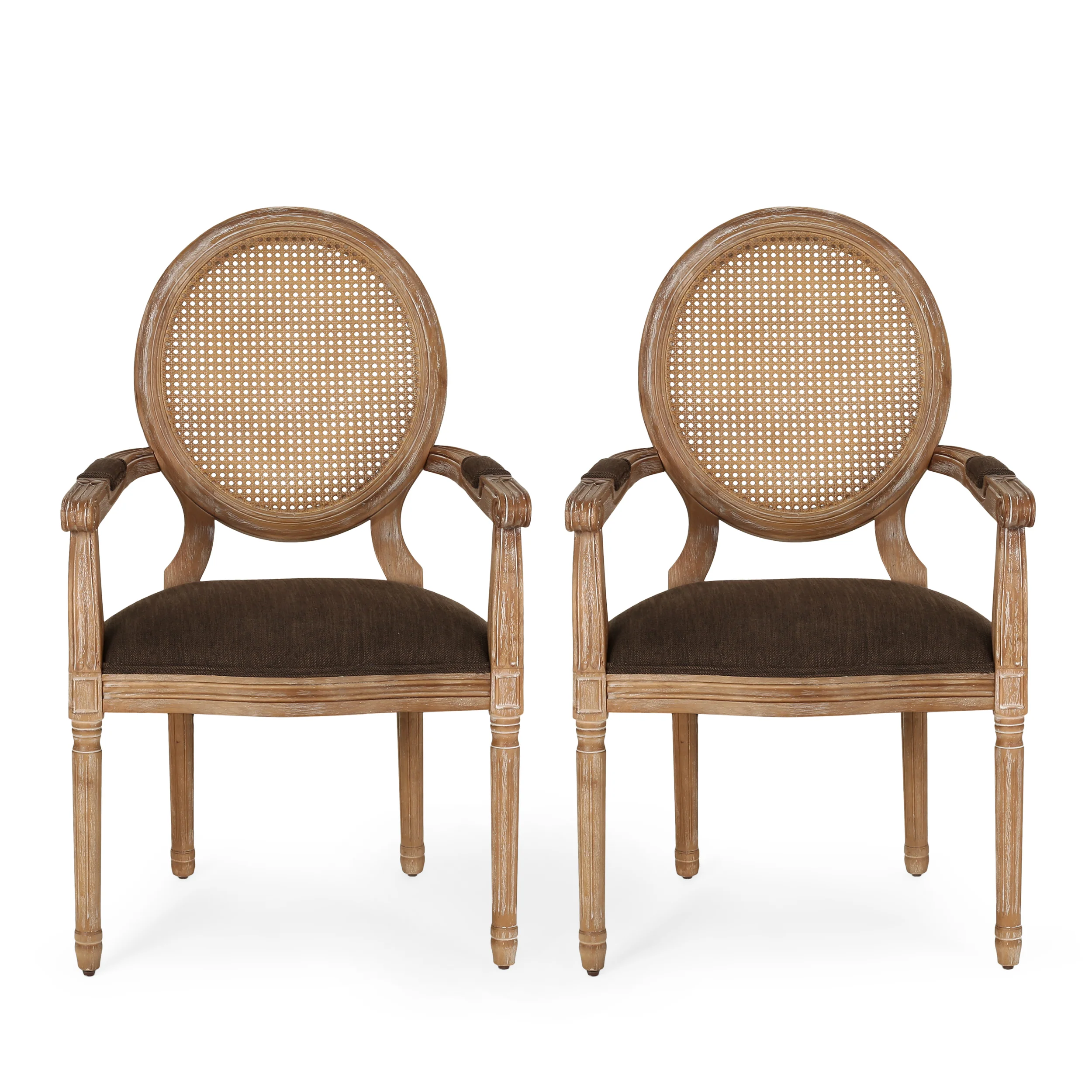 Aisenbrey French Country Wood and Cane Upholstered Dining Chair - furnishings