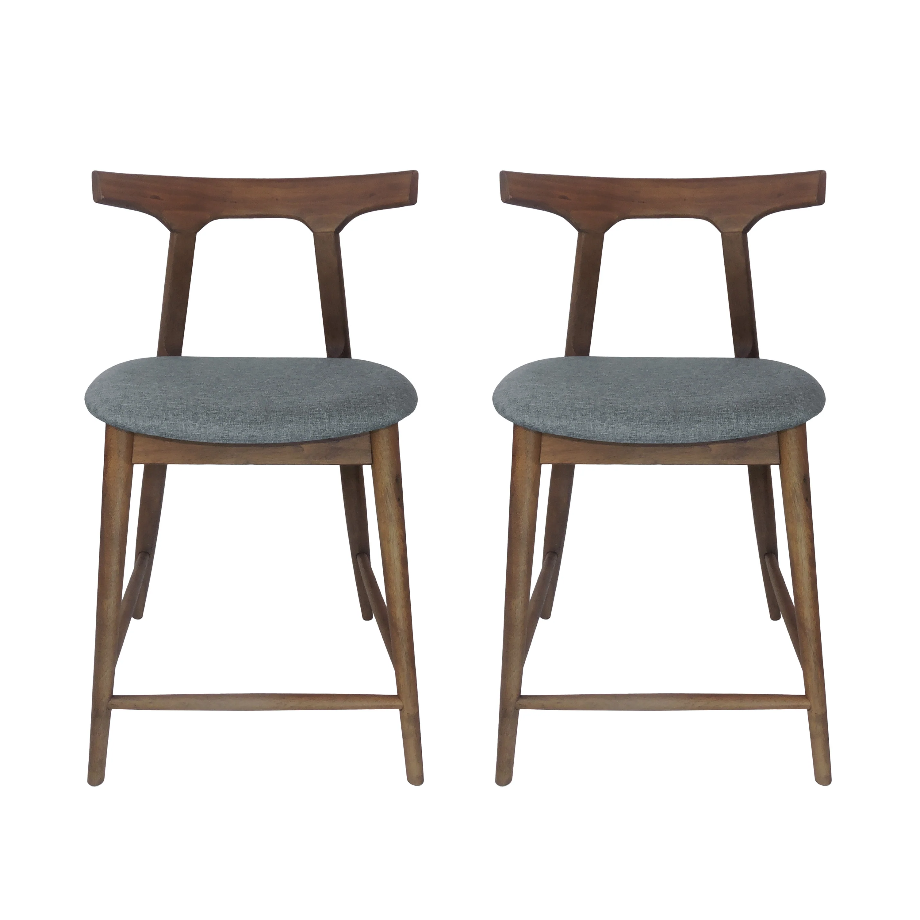 Annett Mid Century Modern Fabric Upholstered Wood 24.5 Inch Counter Stools (Set of 2) - furnishings