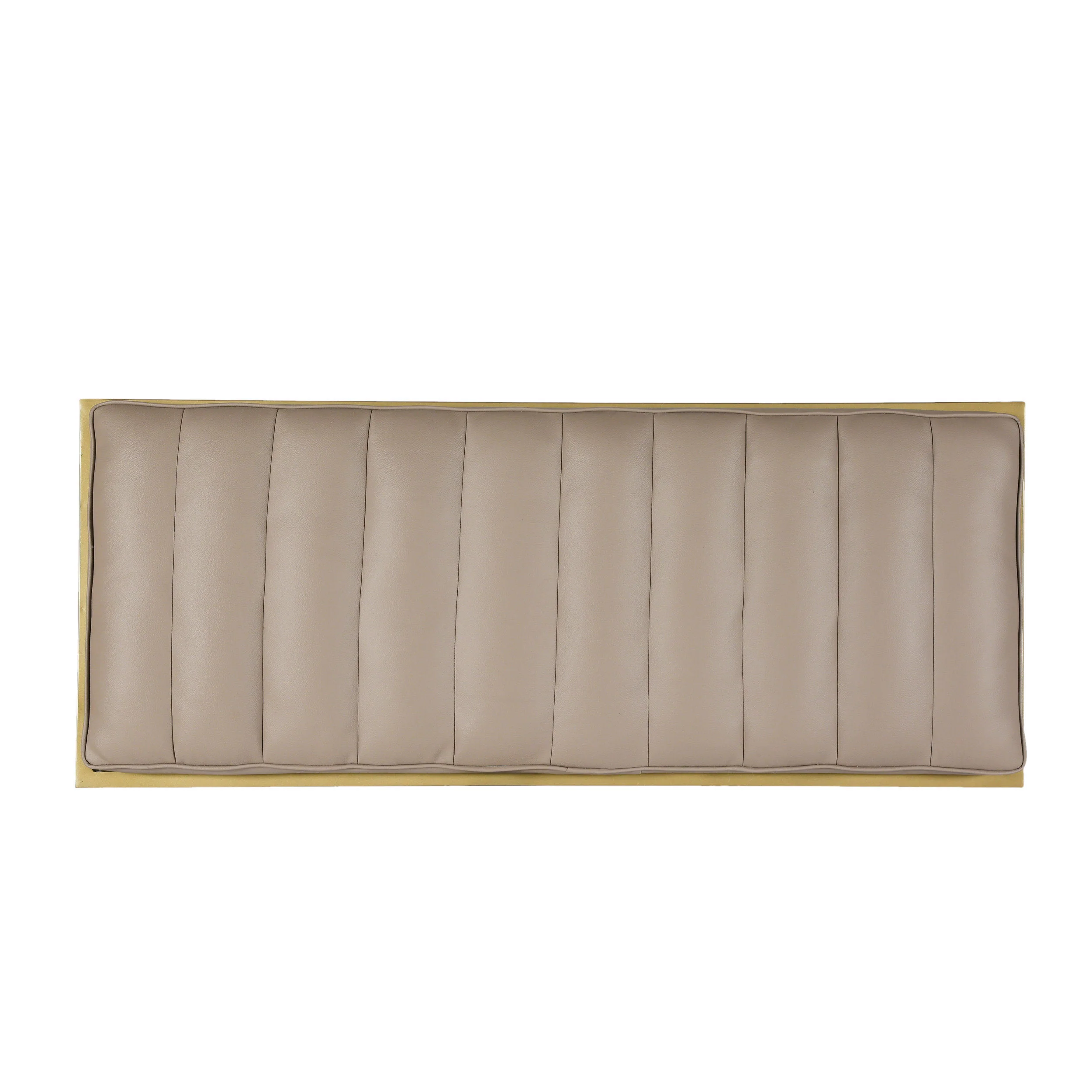 Jill Contemporary Handmade Channel Stitch Ottoman Bench, Dark Cream and Matte Gold - furnishings