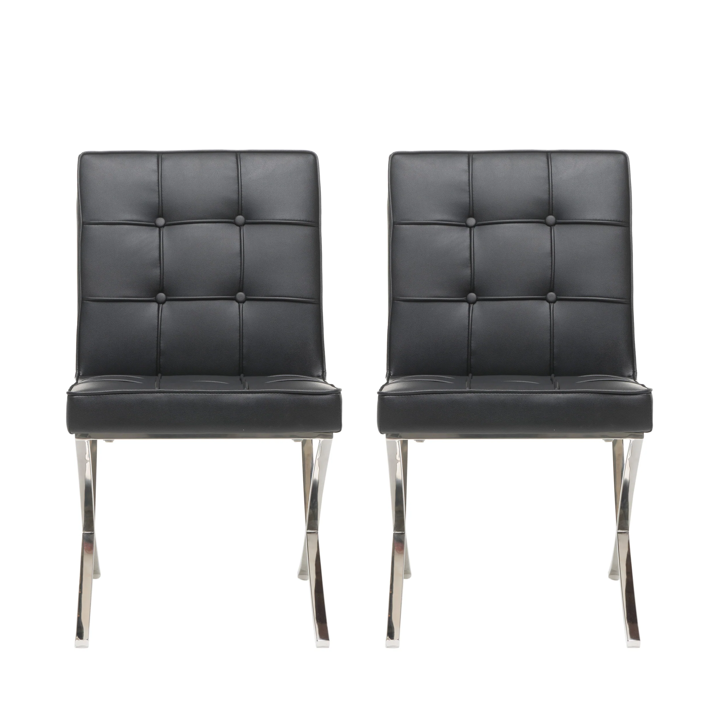 Pandora Modern Design Black Leather Dining Chairs (set of 2) - furnishings