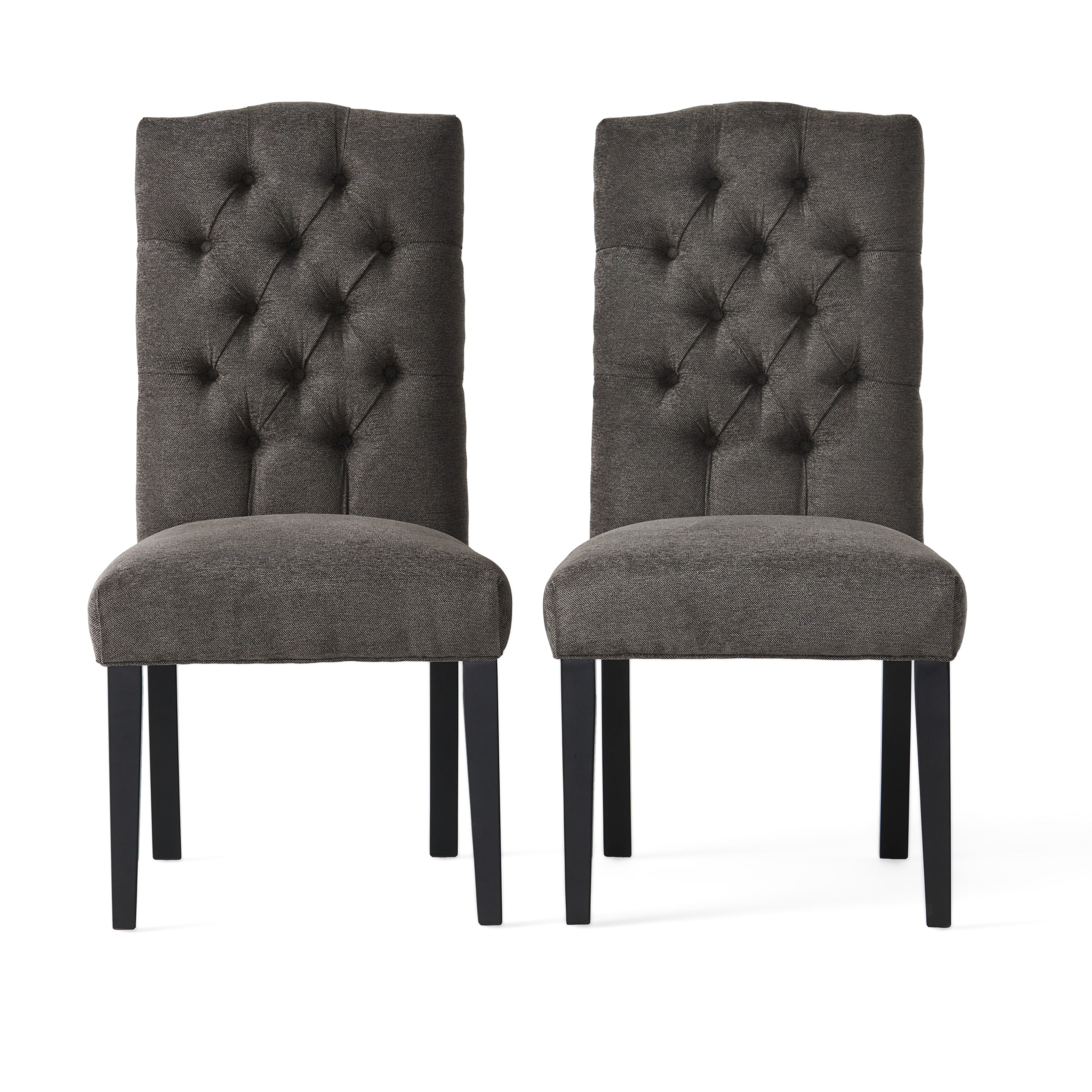 Clark Button Tufted Fabric Dining Chair with Tapered Legs, Set of 2 - furnishings