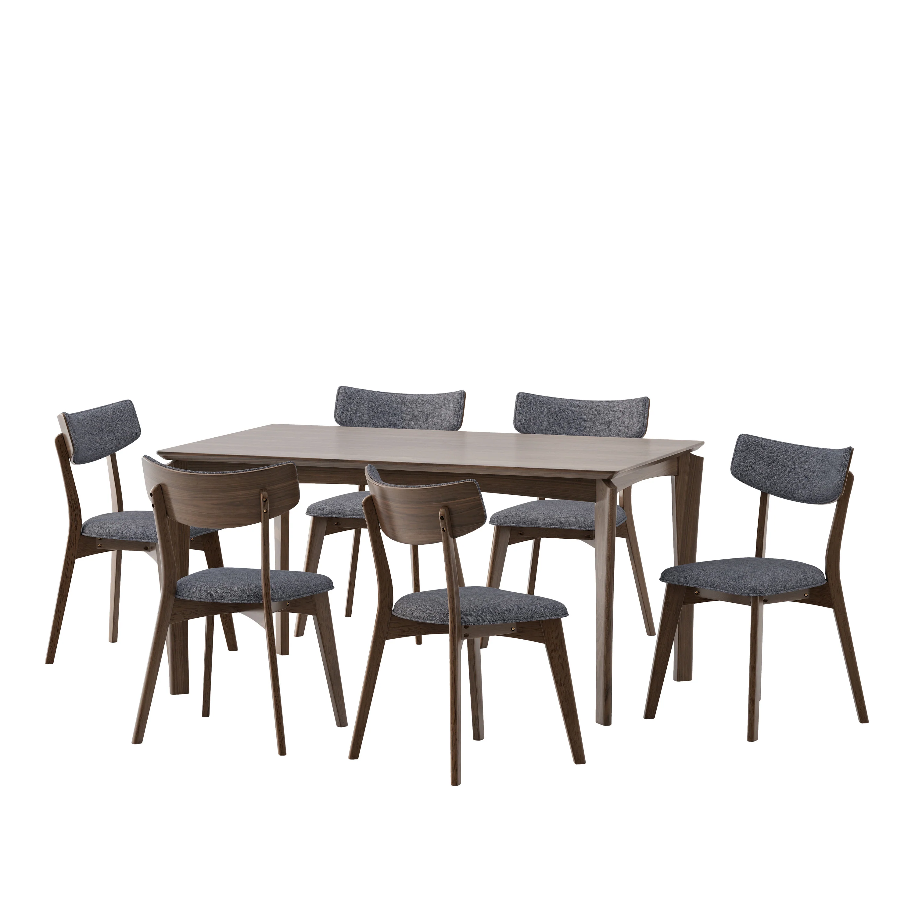 Carnelian Wood and Fabric 7 Piece Dining Set - furnishings