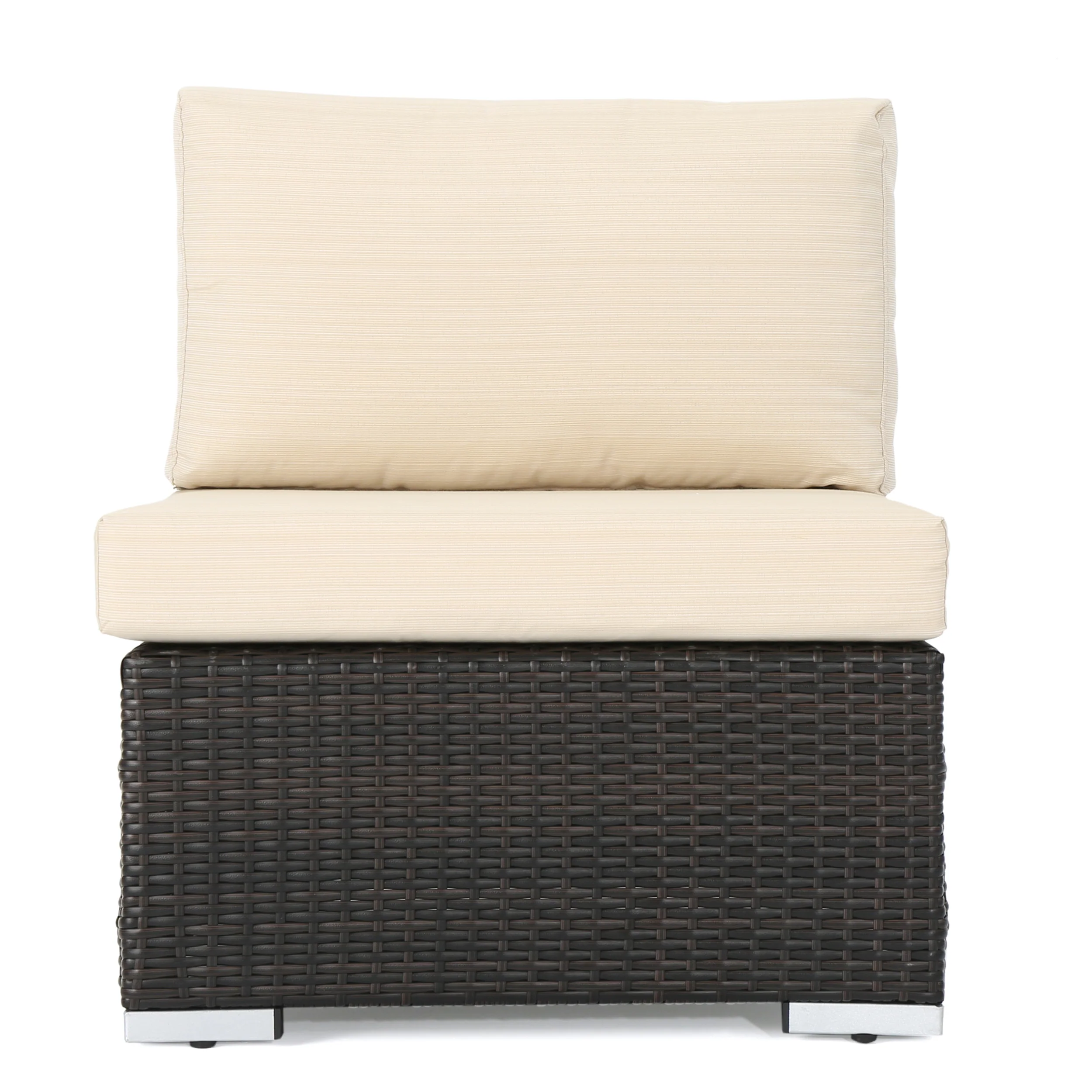 Santa Rosa Outdoor 7 Seat Dining Sofa and Ottoman Set with Aluminum Frame - furnishings