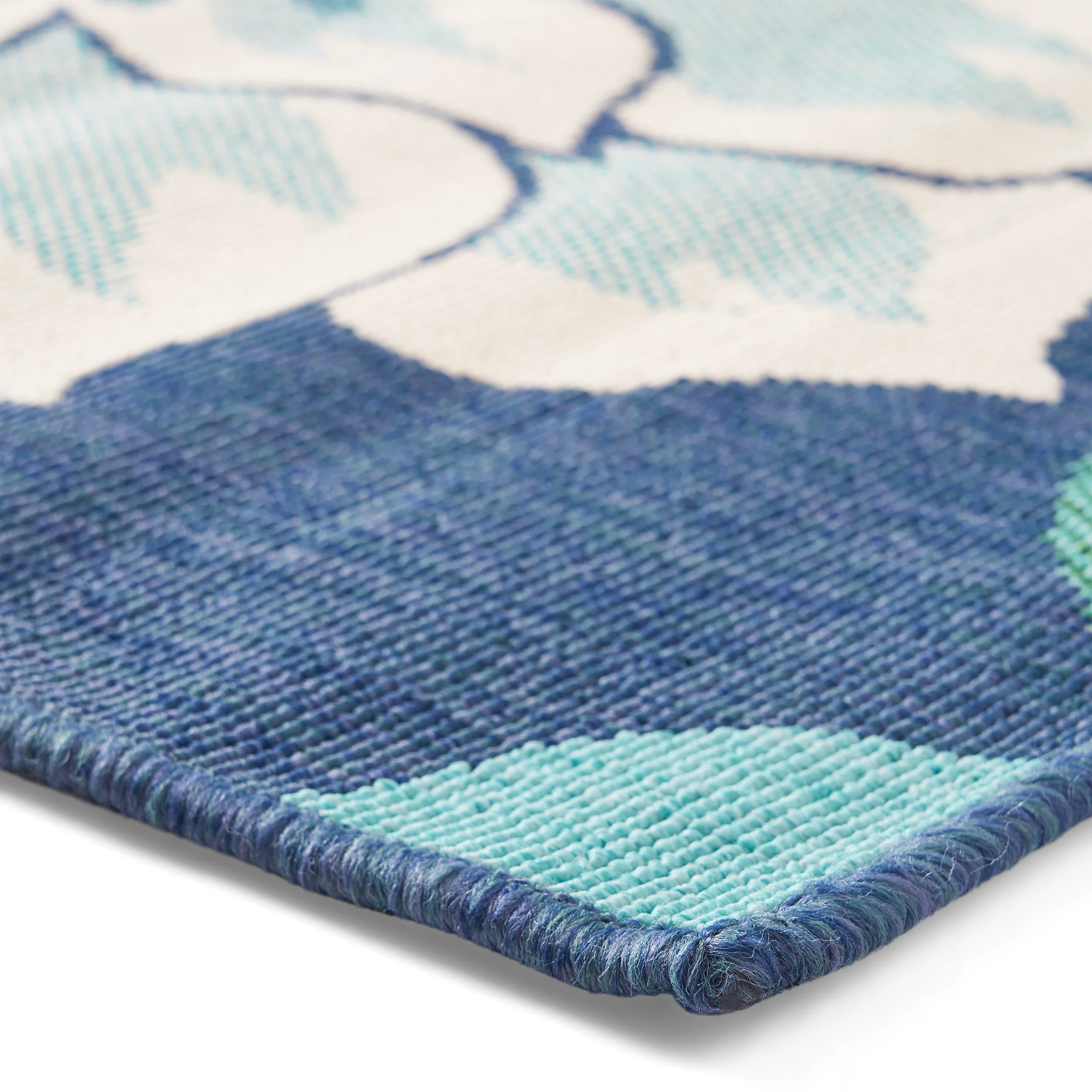 Truda Outdoor Floral Area Rug, Blue and Green - furnishings