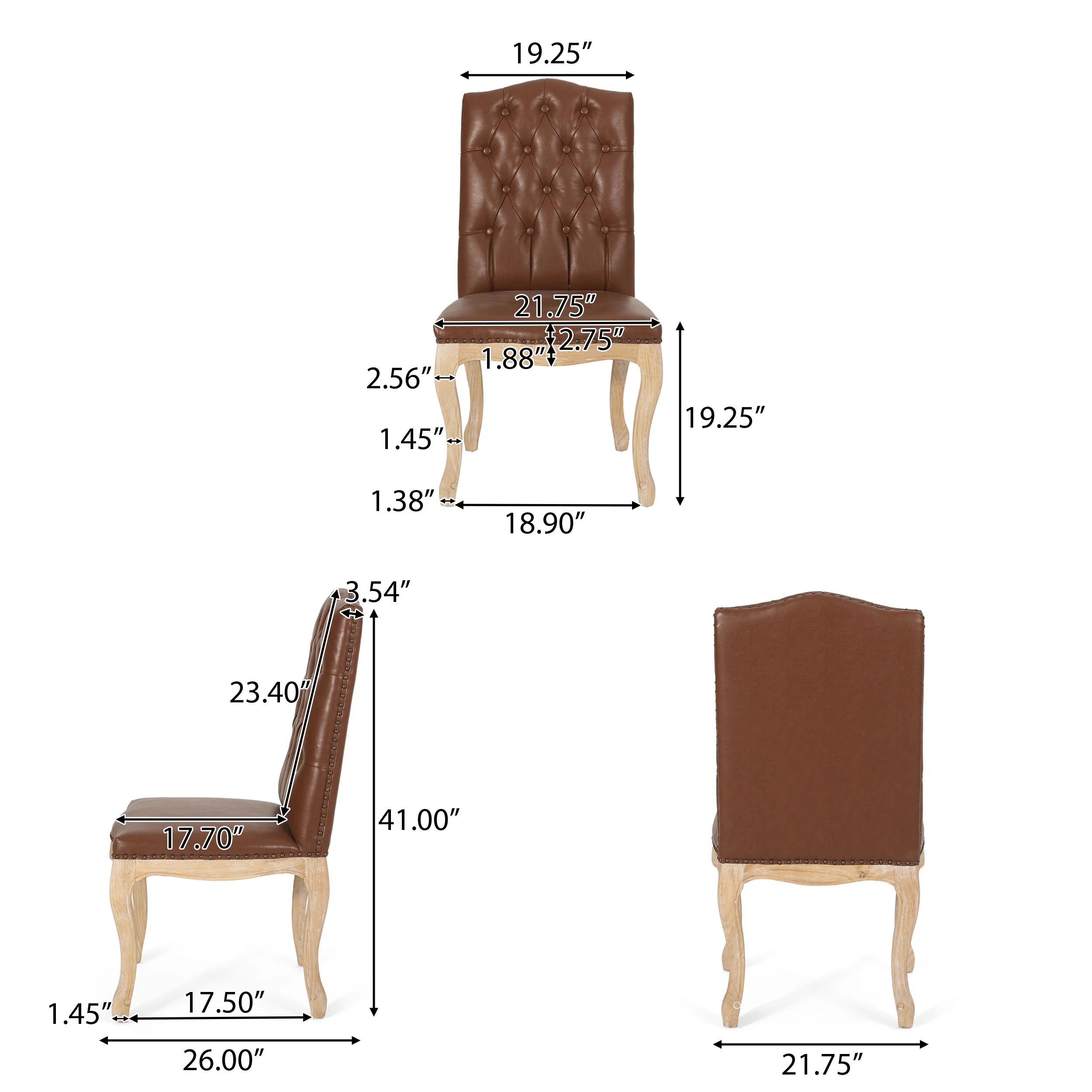 Cello Contemporary Faux Leather Dining Chairs, Set of 2 - furnishings