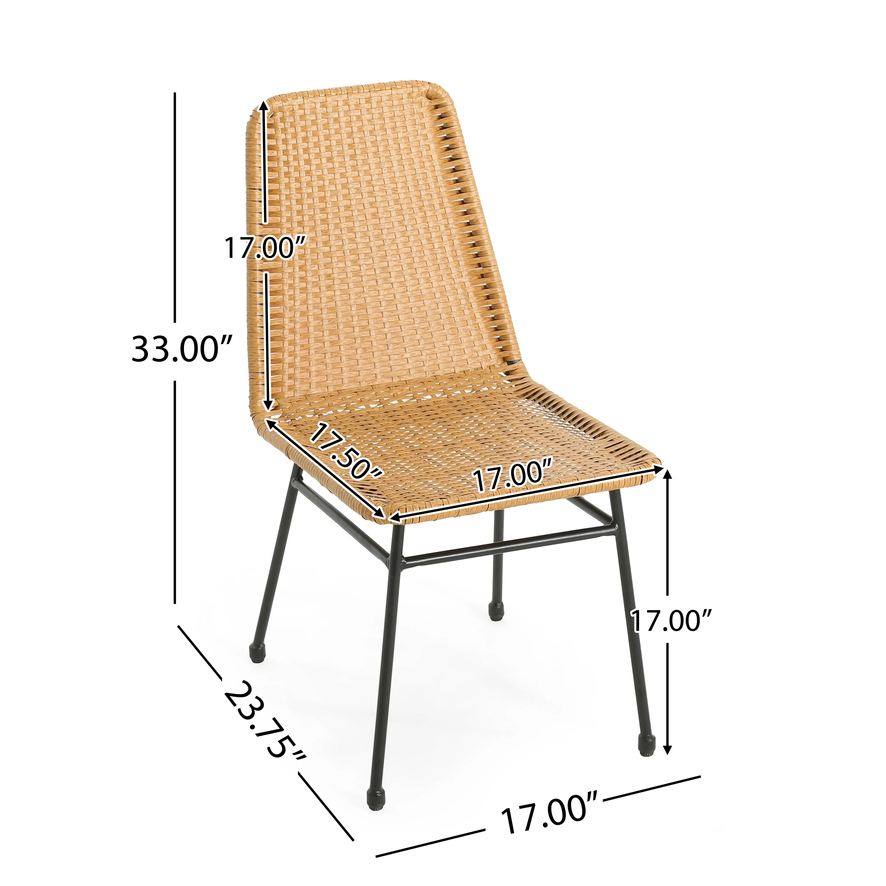 Lunara PE Wicker Dining Chair, Metal Base, Set of 2 - furnishings