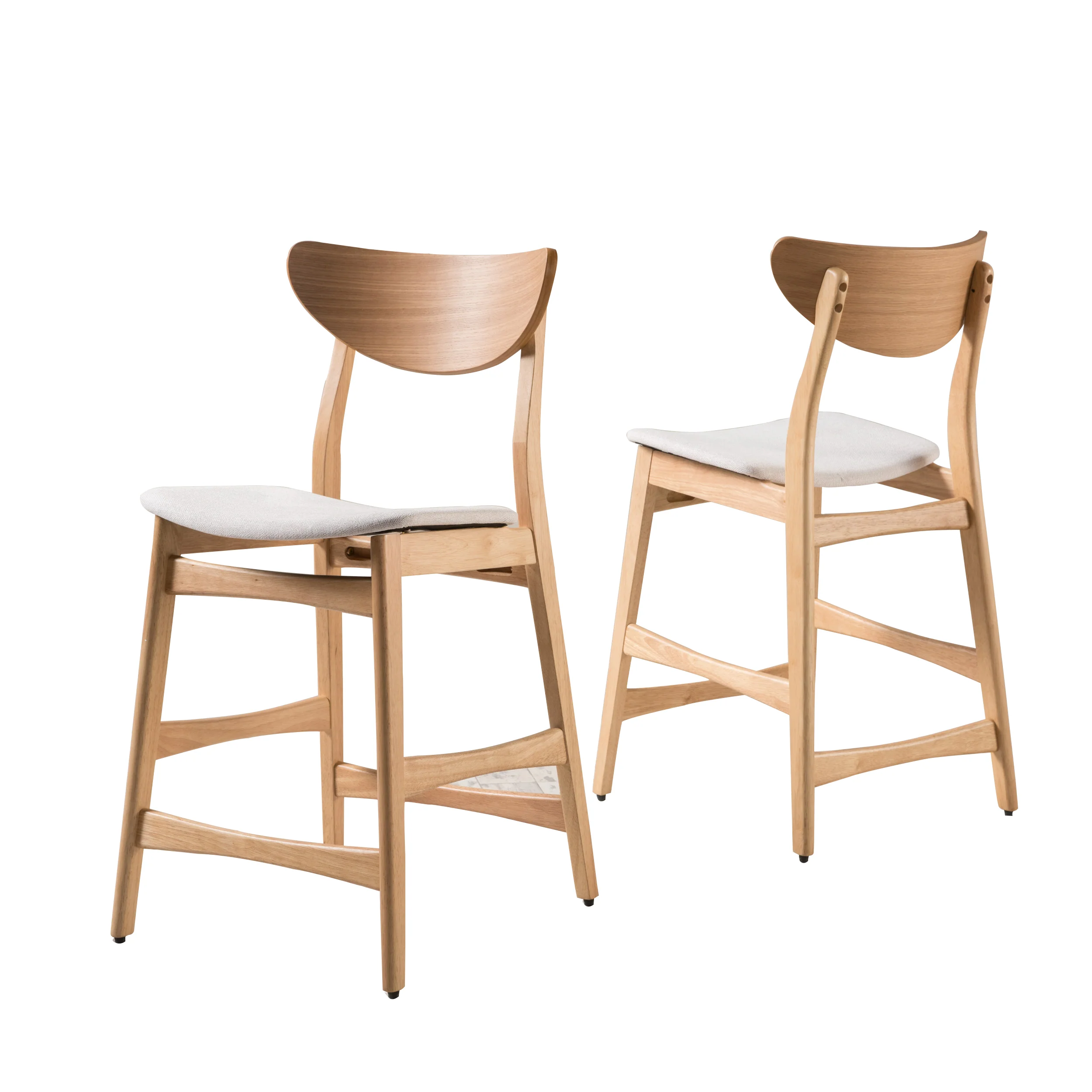 Molle Oak Finish Mid Century Design 24-Inch Counter Stools (Set of 2) - furnishings