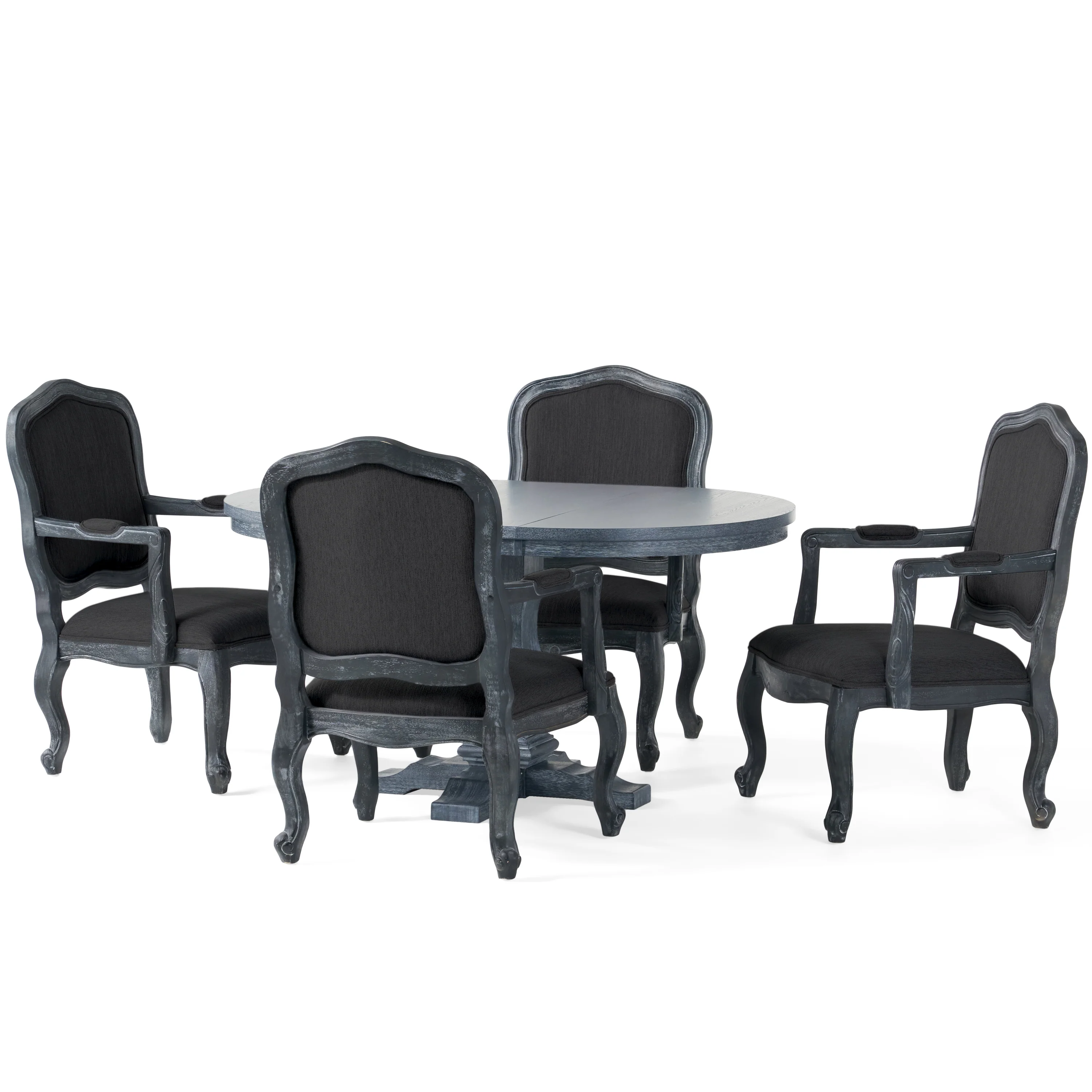 Maria French Country Wood 5-Piece Expandable Oval Dining Set - furnishings