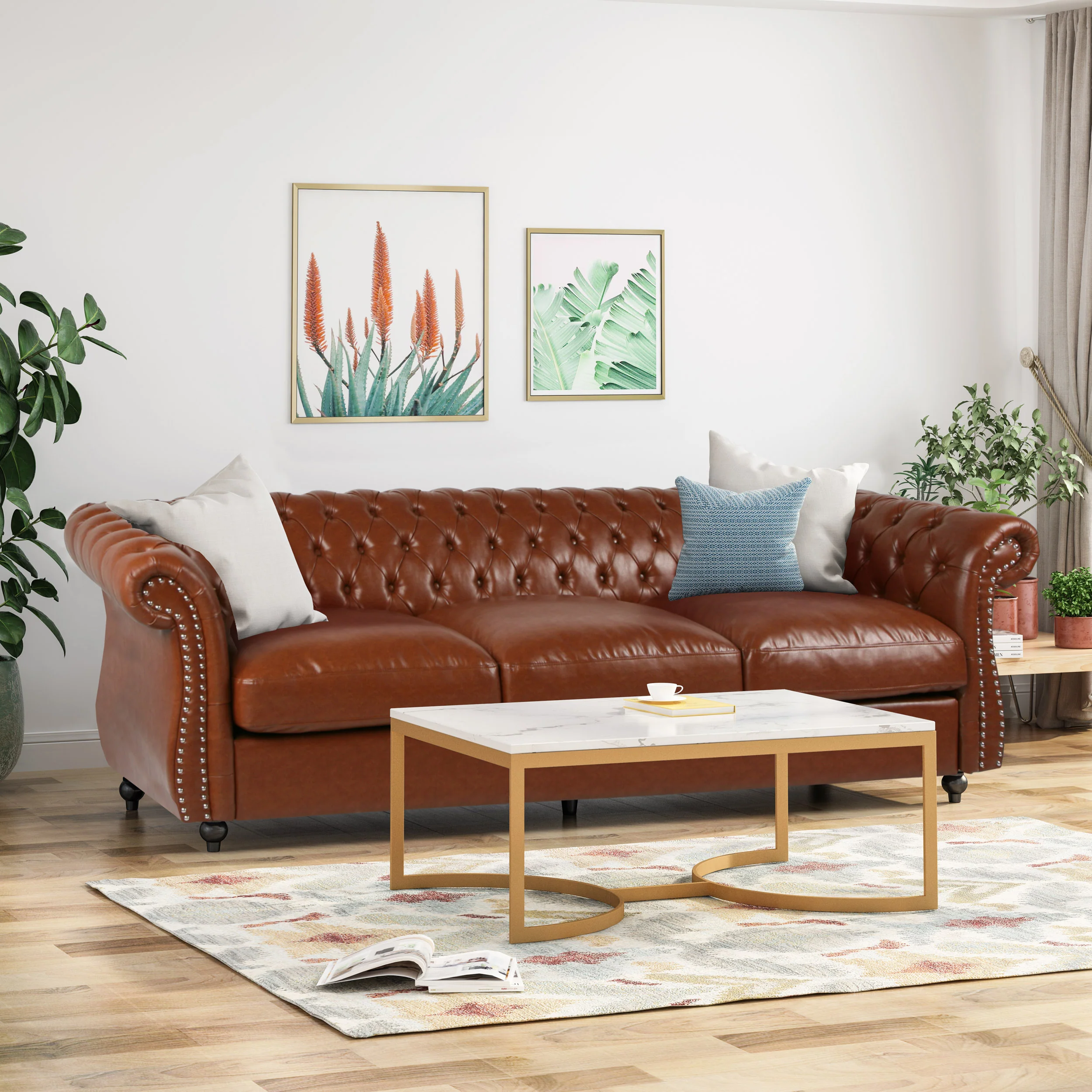 Madelena Chesterfield Tufted Sofa with Scroll Arms - furnishings