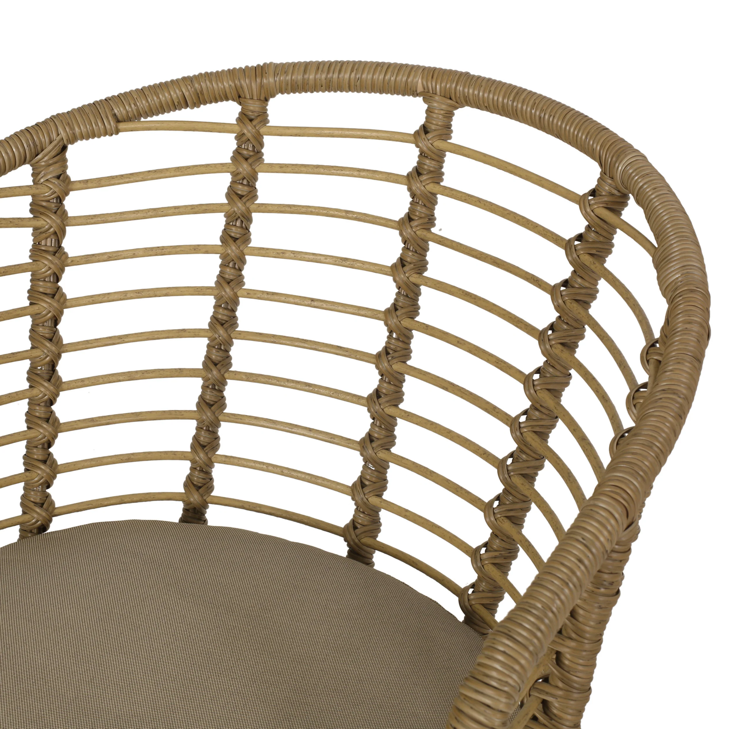 Saragus Outdoor Wicker 7 Piece Dining Set, Light Brown, Matte Black, and Beige - furnishings