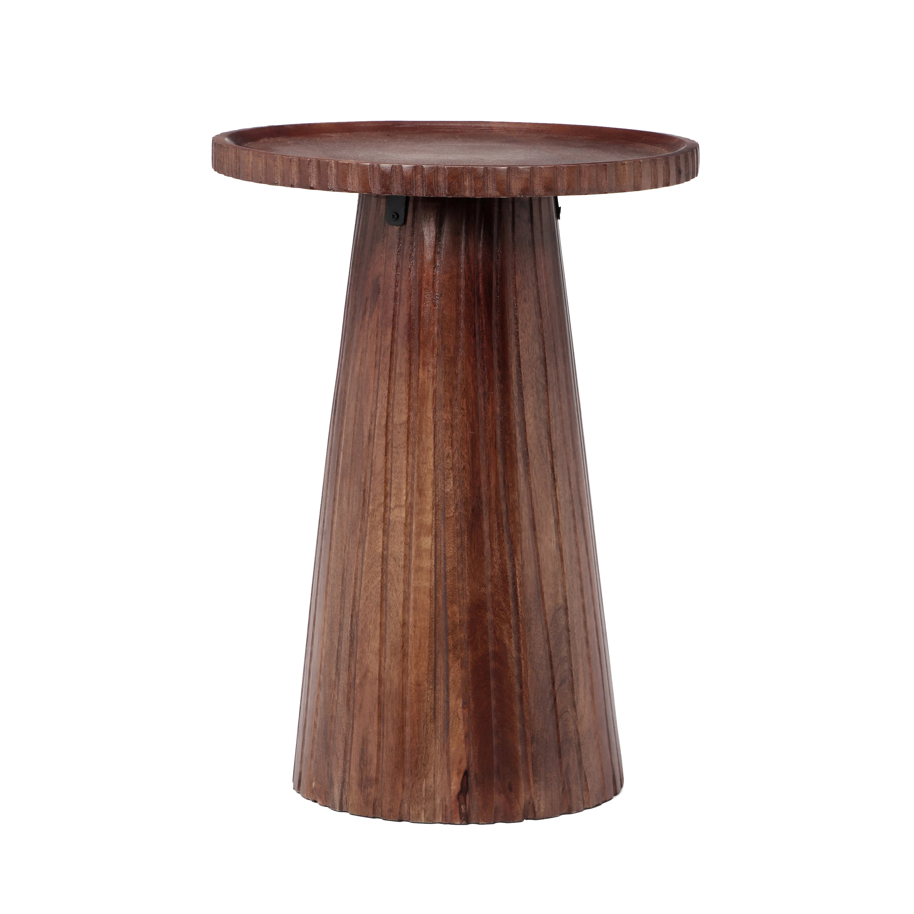 Zephy Round Pedestal Side End Table, Mango Wood - furnishings