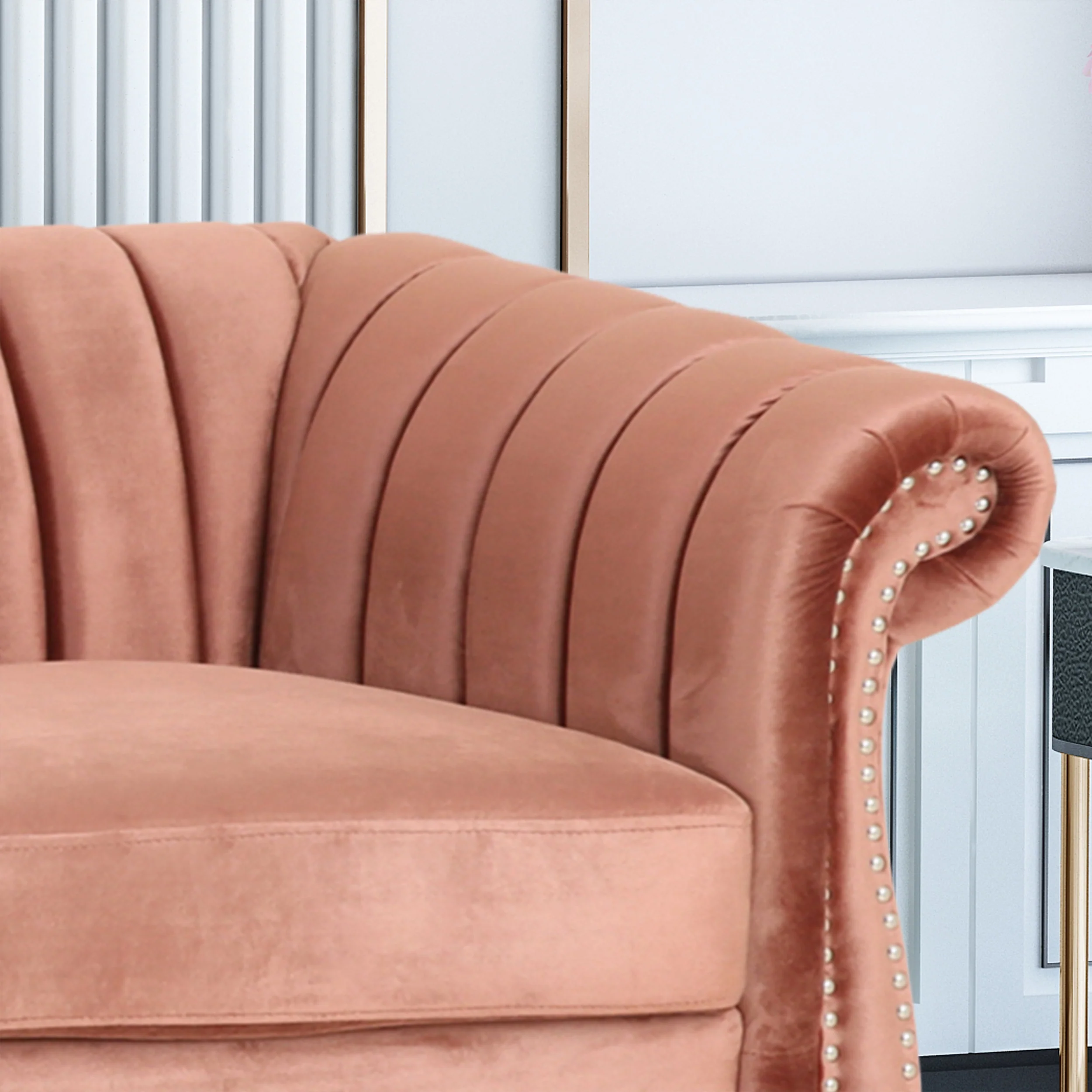 Olga Modern Glam Velvet 3 Seater Sofa, Umber and Dark Brown - furnishings