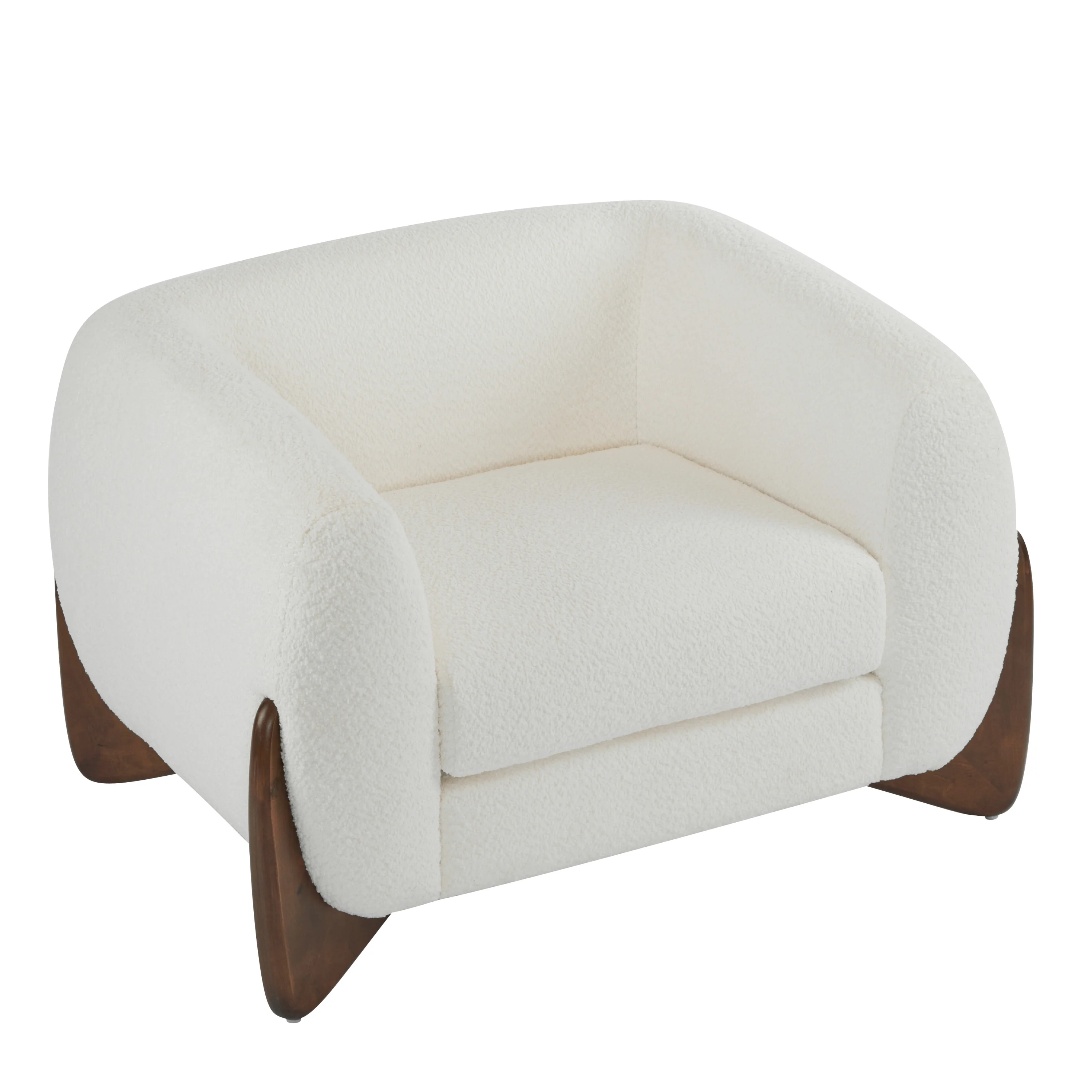 Zelora Modern Upholstered Boucle Club Chair, Birch Wood - furnishings