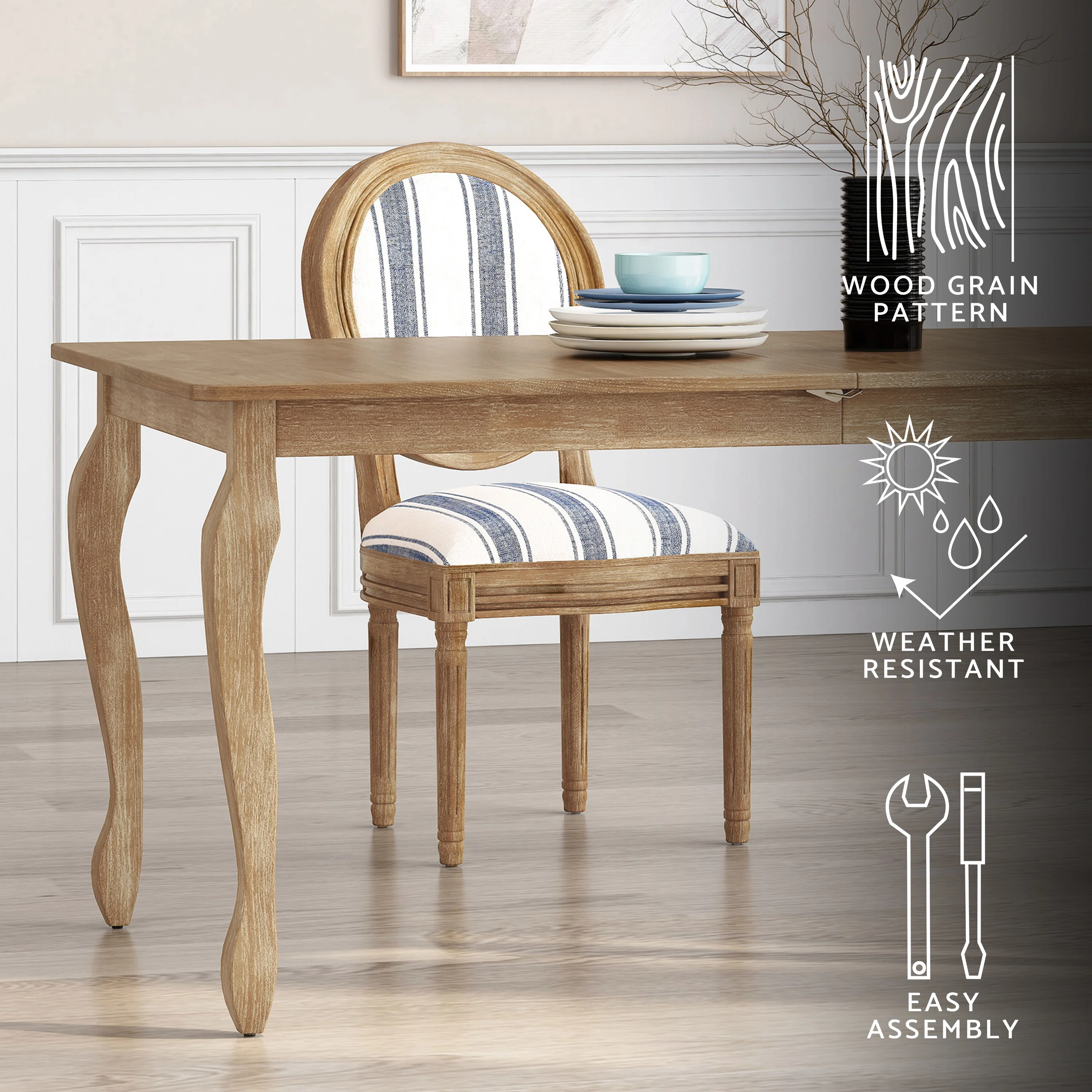 Birdsong French Country Wooden Expandable Dining Table - furnishings