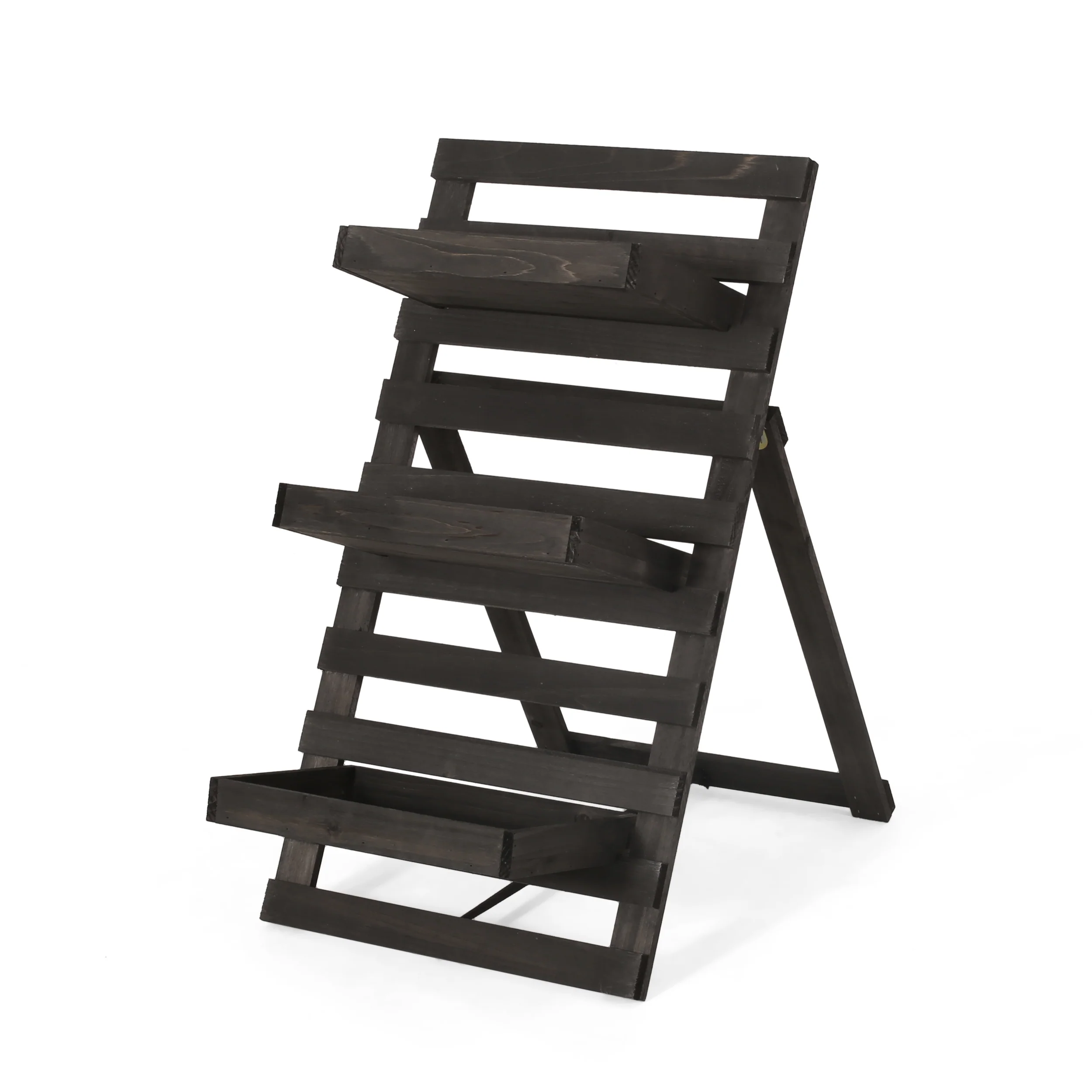 Elina Outdoor Firwood 3 Tiered Plant Stand - furnishings