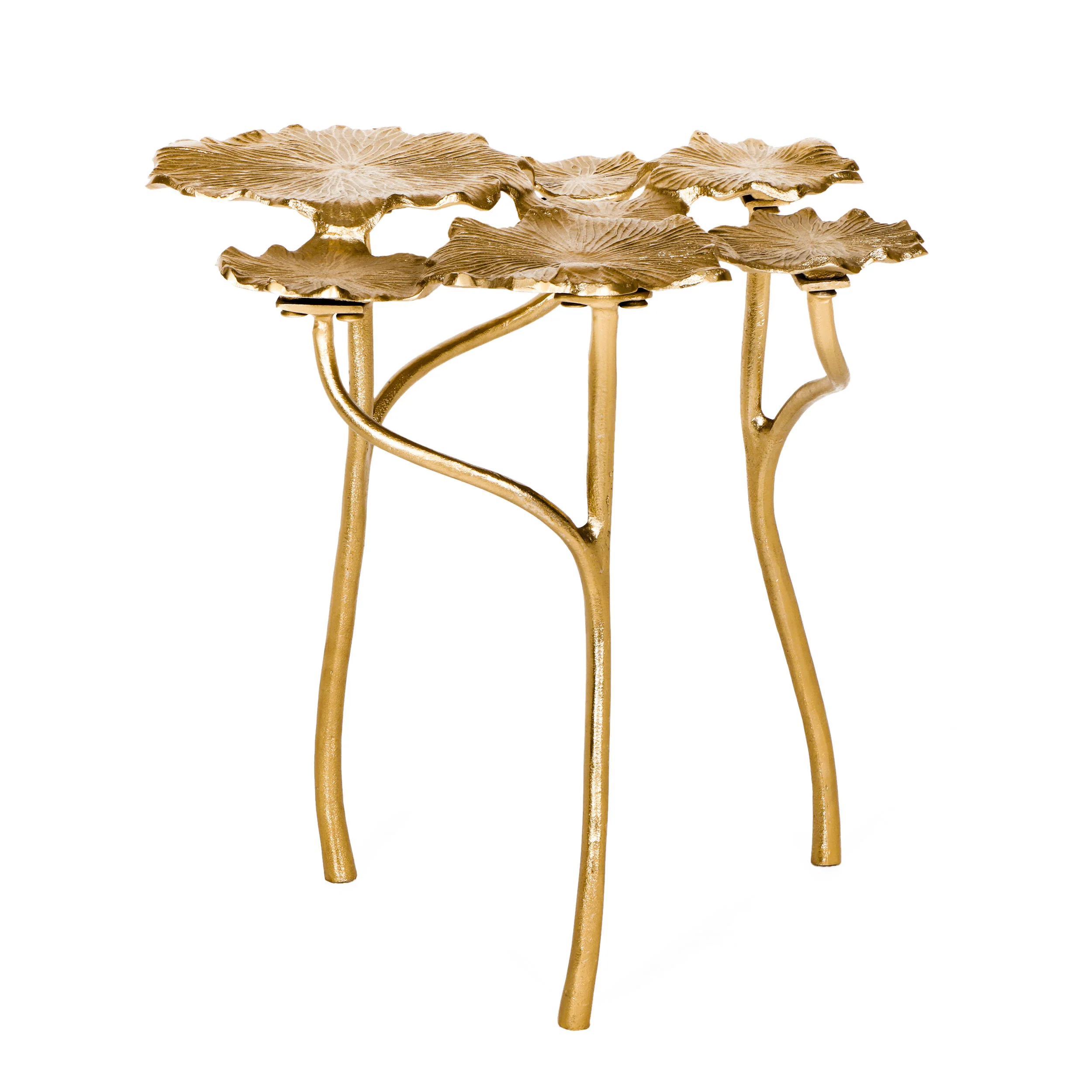Condit Boho Glam Handcrafted Aluminum Leaf Pad Accent Table - furnishings