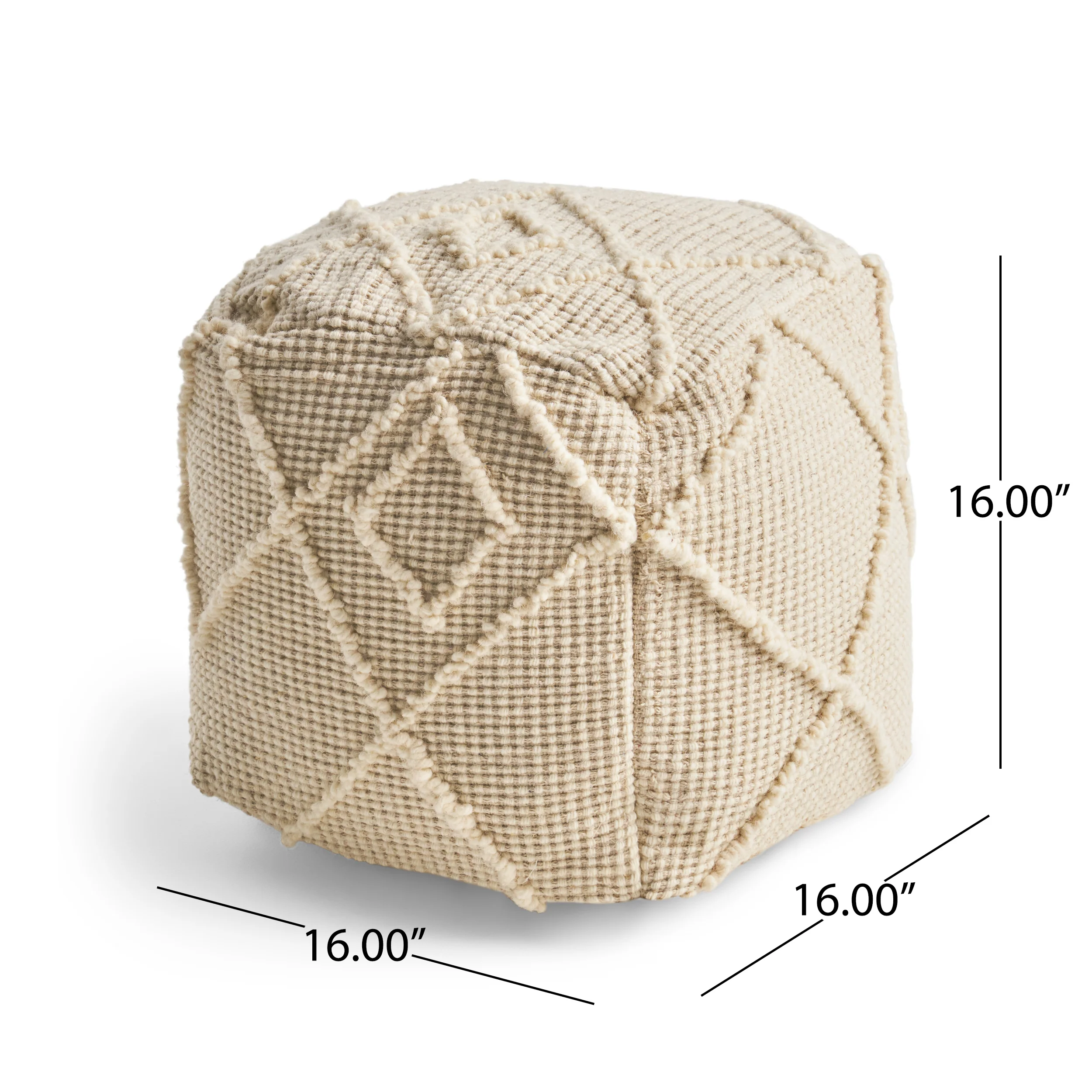 Cristina Boho Wool and Cotton Ottoman Pouf - furnishings