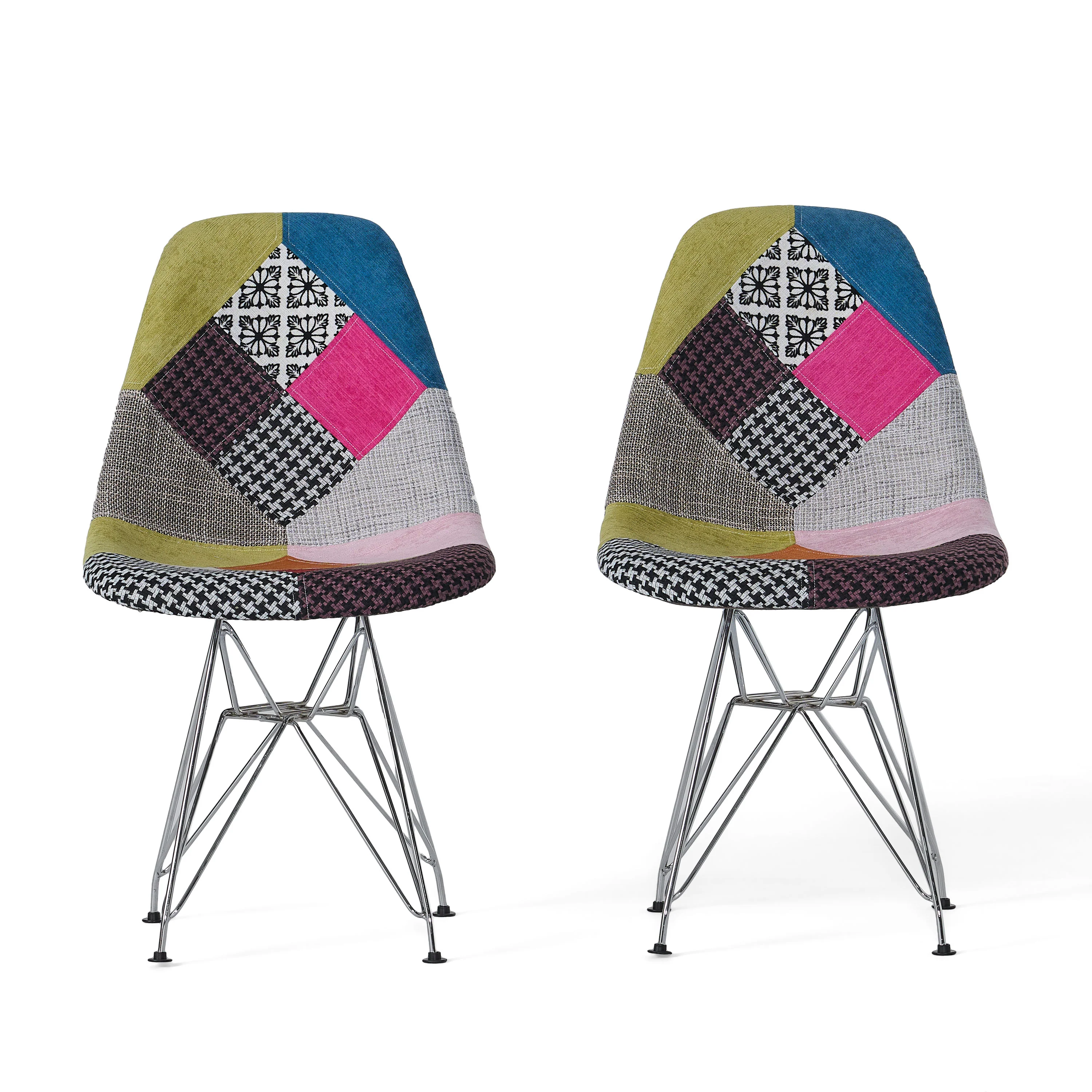 Cassius Multi-Color Patchwork Fabric Accent Chair (Set of 2) - furnishings