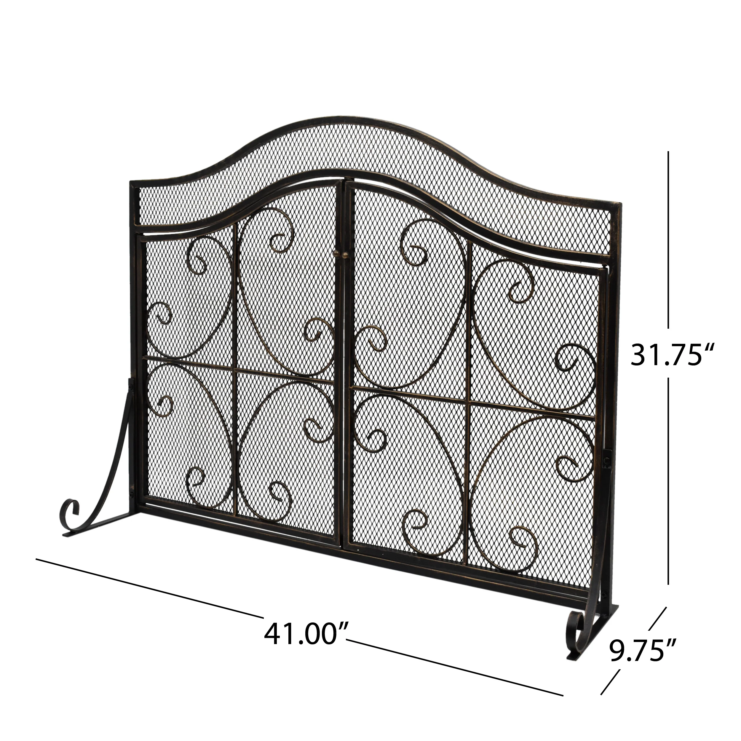 Gary Modern Three Panel Iron Firescreen with Door - furnishings