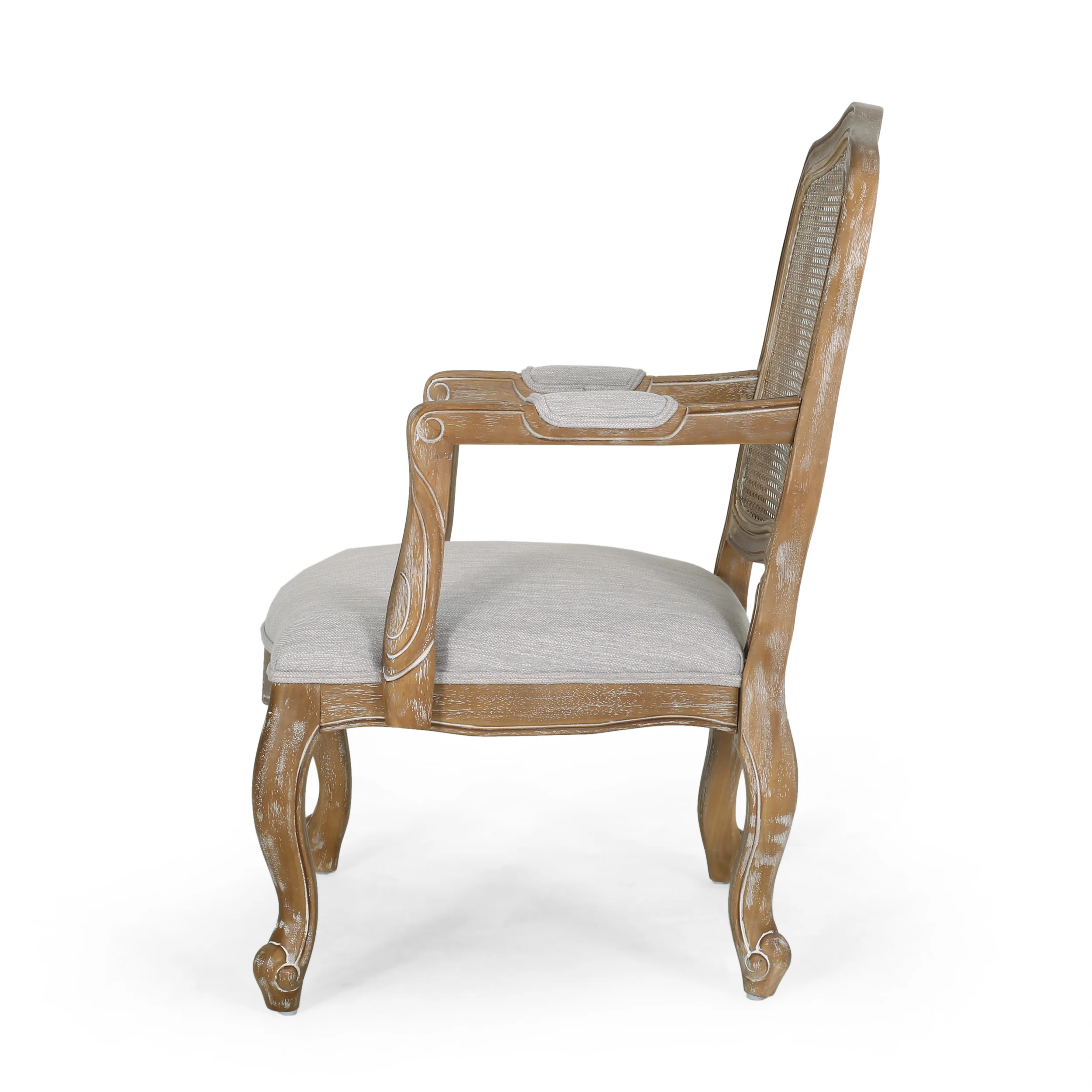 Bonview French Country Fabric Upholstered Wood and Cane Expandable 7 Piece Dining Set - furnishings