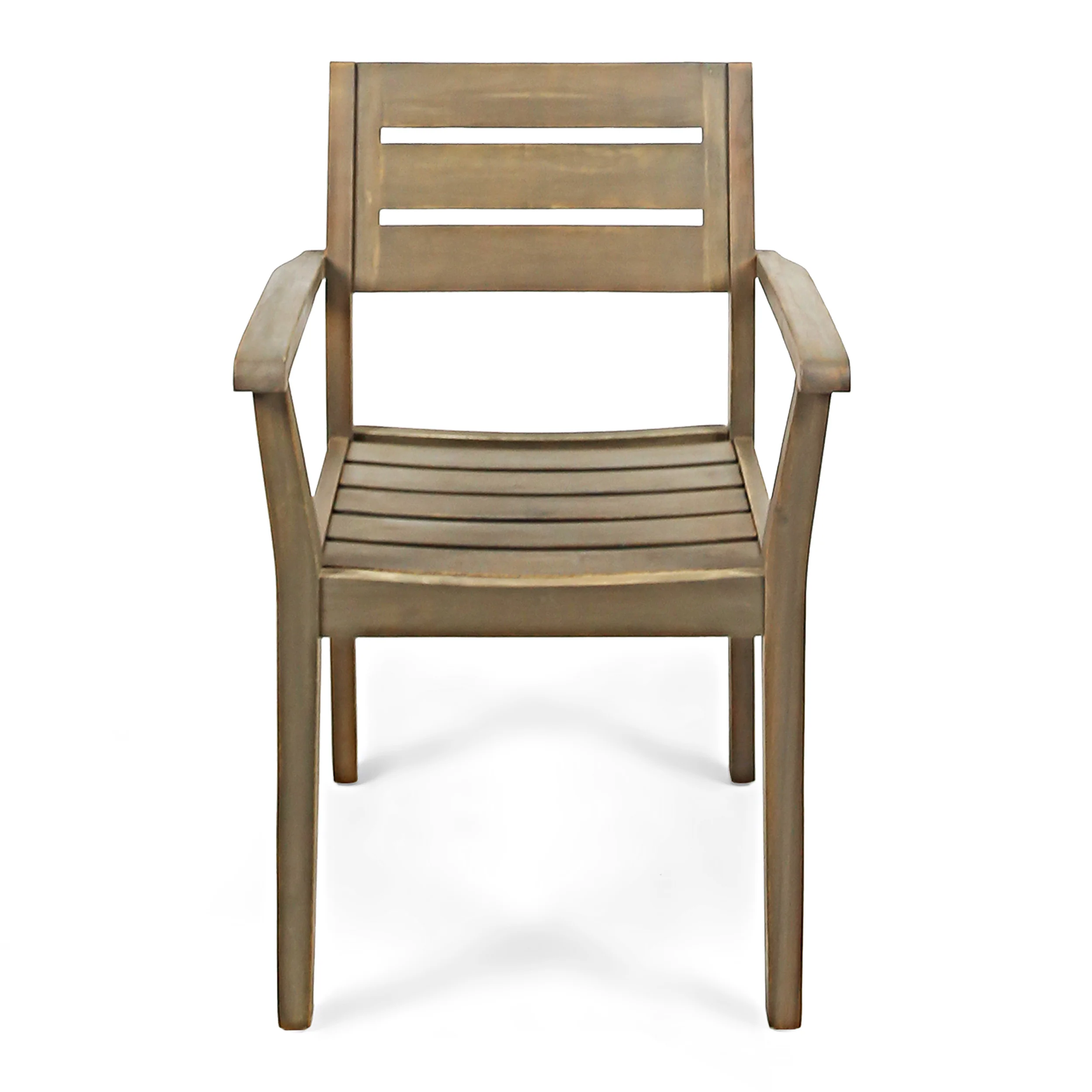 Zack Outdoor 5 Piece Acacia Wood Dining Set with Round Table, Gray Finish - furnishings