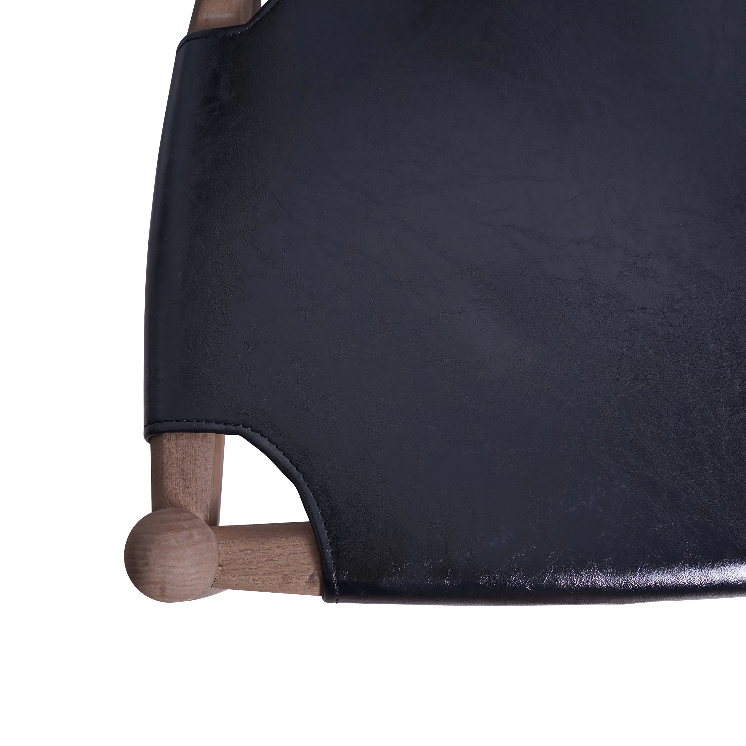 Quince Rustic Faux Leather and Elm Wood Wishbone Chair - furnishings
