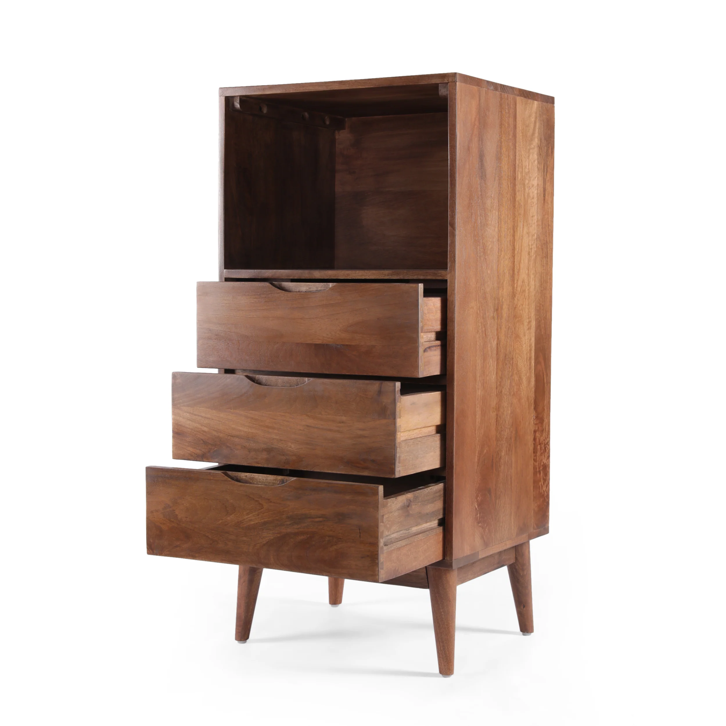 Senoia Handcrafted Mid-Century Modern Mango Wood 3 Drawer Chest - furnishings