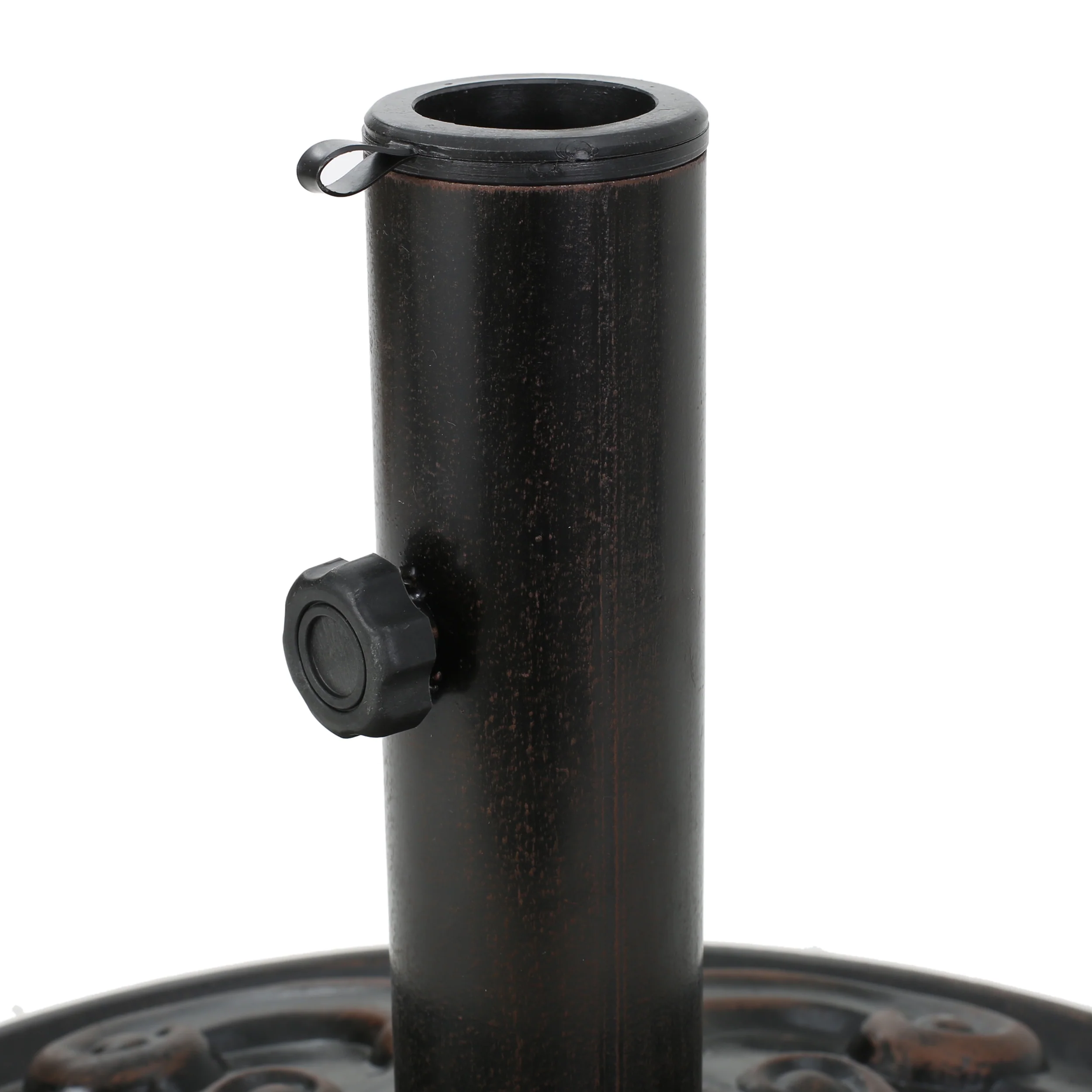 Gretta Outdoor Bronze Resin and Black Steel Unbrella Base - furnishings