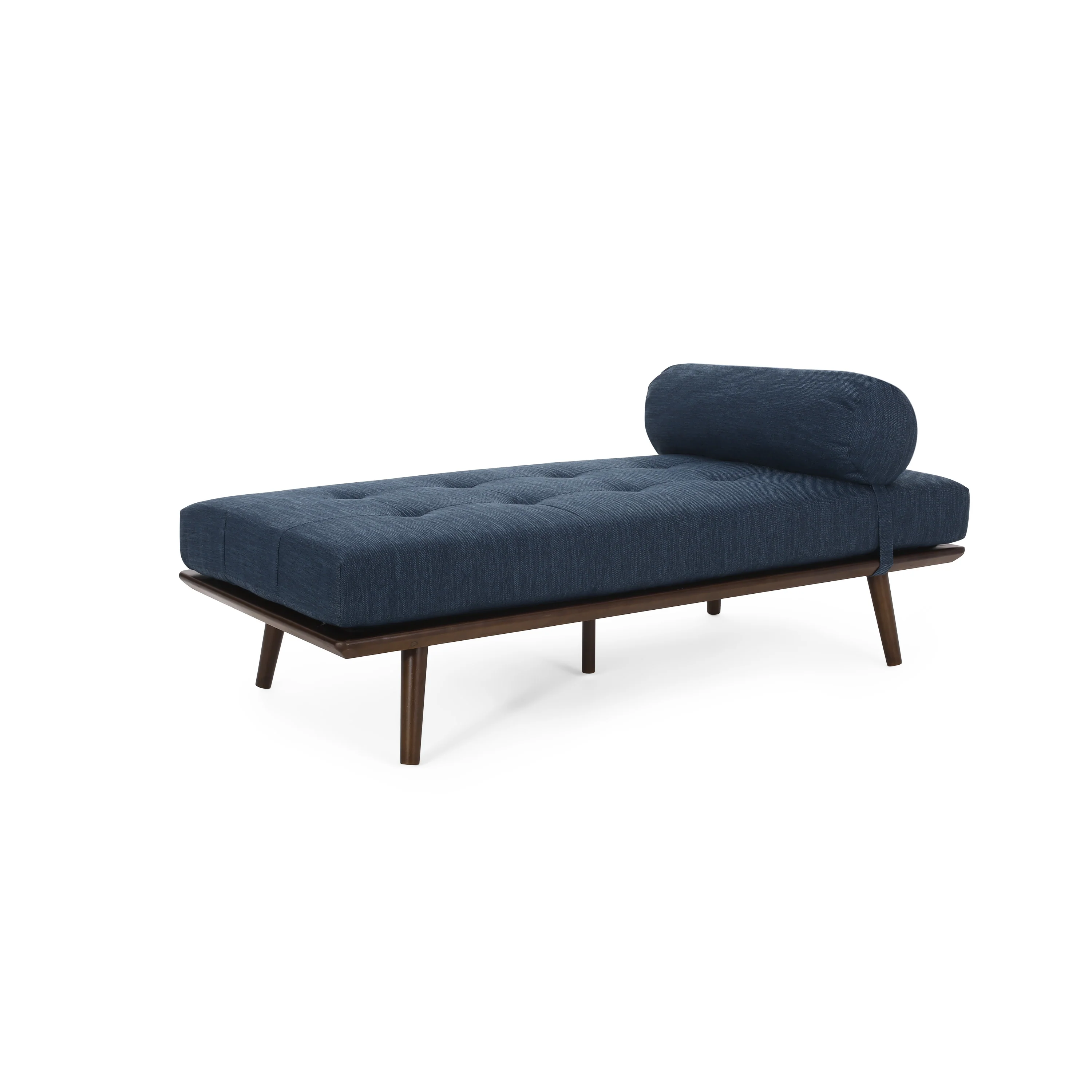 Lancer Mid Century Modern Fabric Tufted Chaise Lounge with Bolster Pillow - furnishings