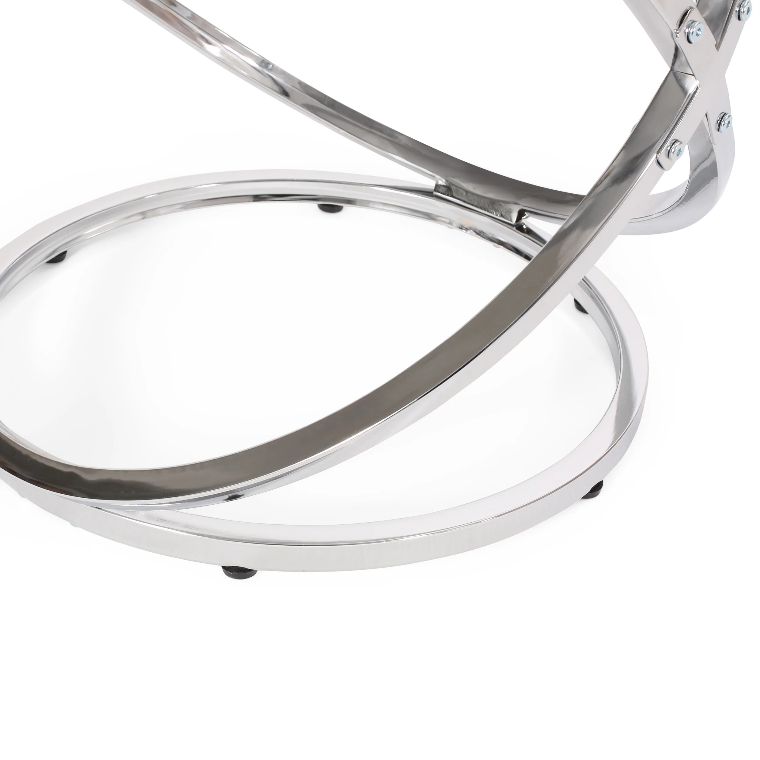 Hearney Modern Glass Top Round Side Table, Gray and Chrome - furnishings