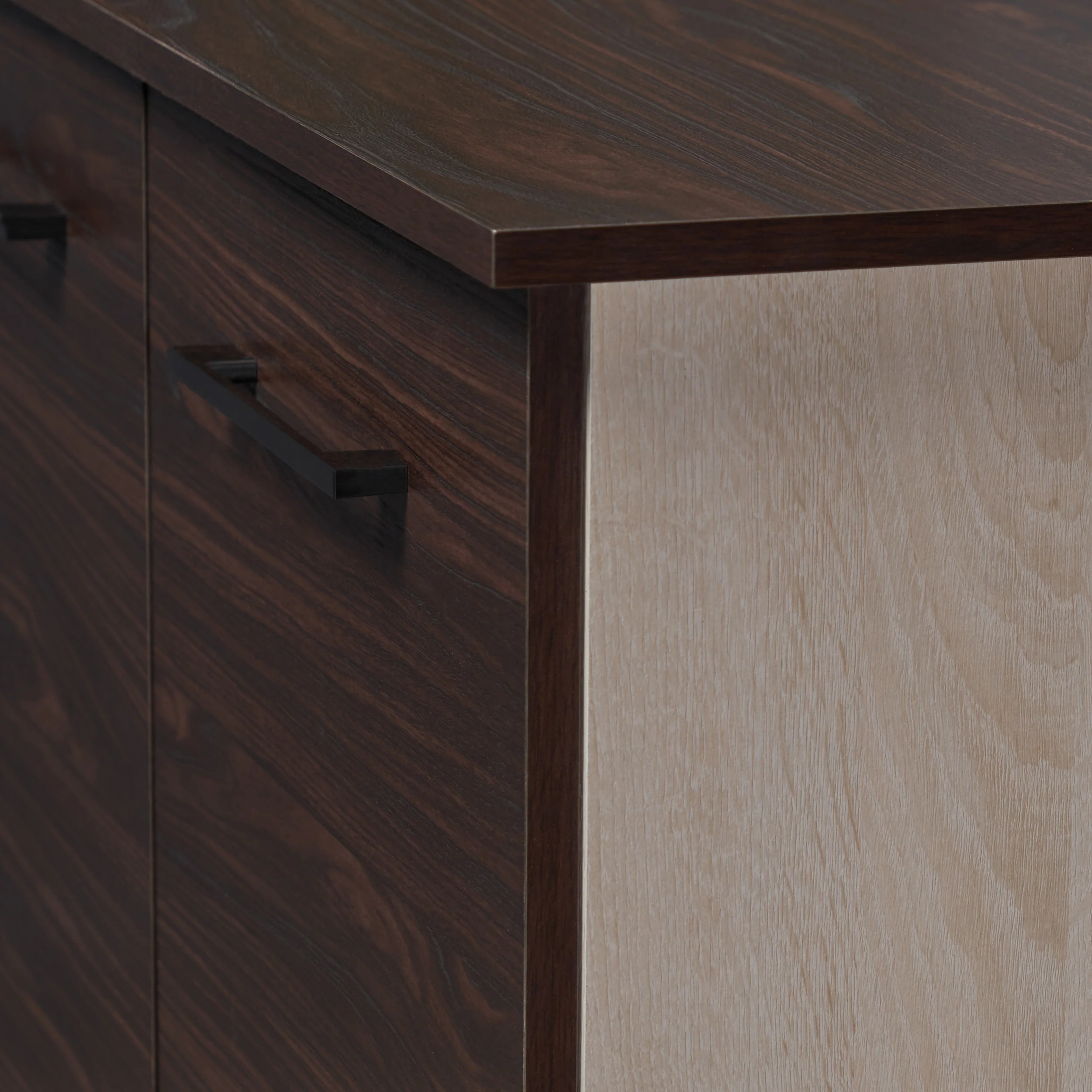 Willson Modern 3-Shelf Walnut Finished Faux Wood Cabinet with Oak Accent - furnishings