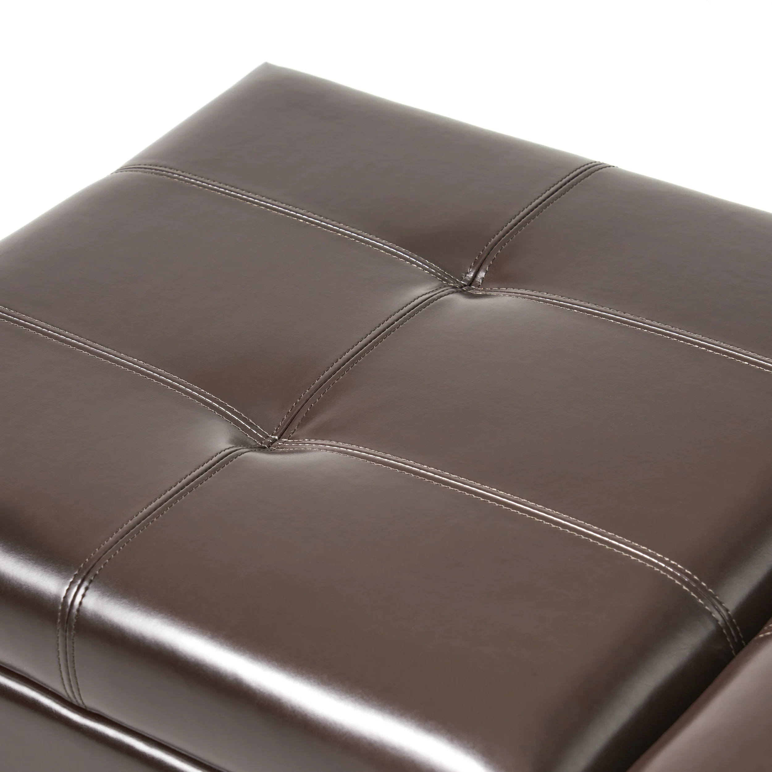 Murray Rectangle Double Flip Leather Storage Ottoman Coffee Table - furnishings