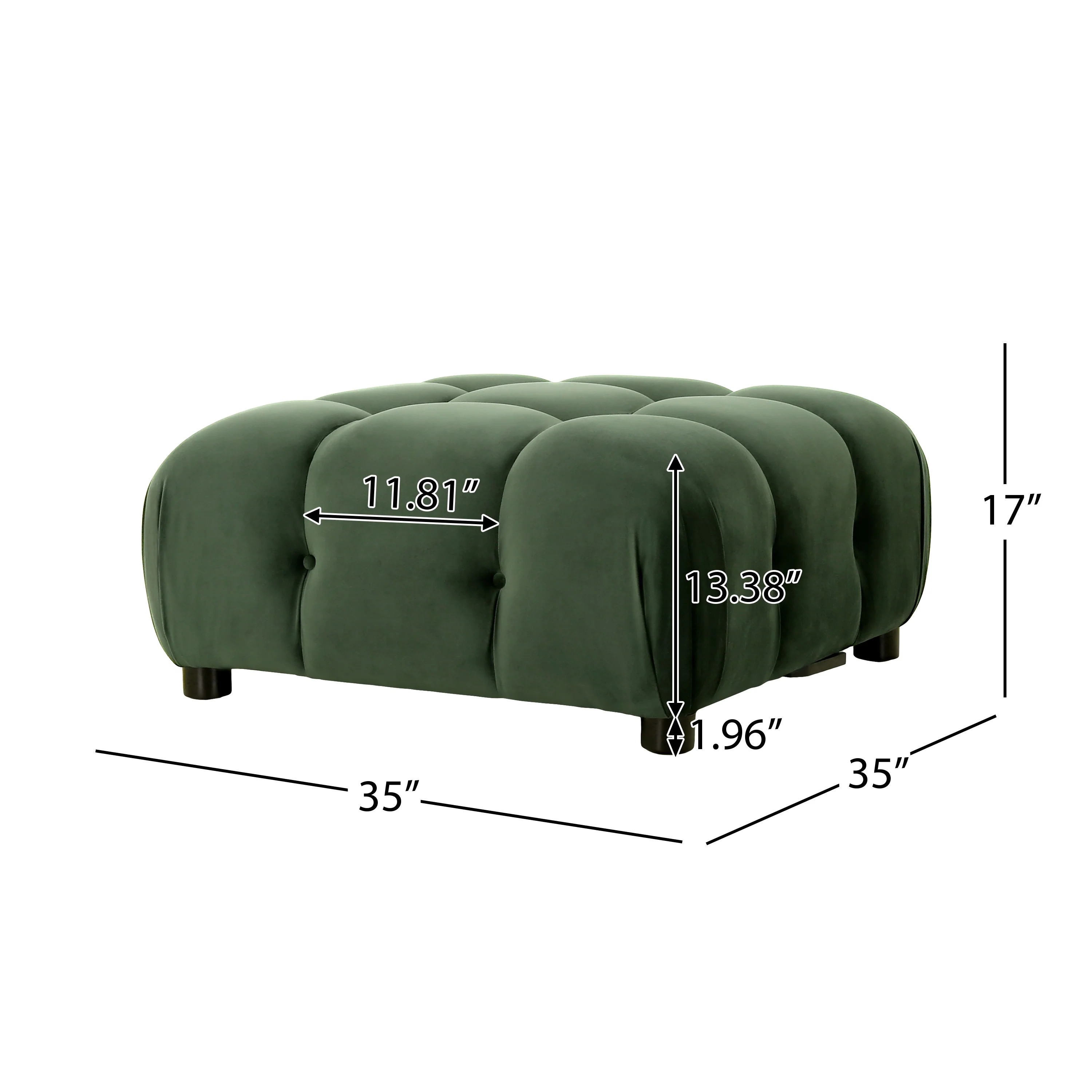 Kildare Velvet Tufted Ottoman - furnishings