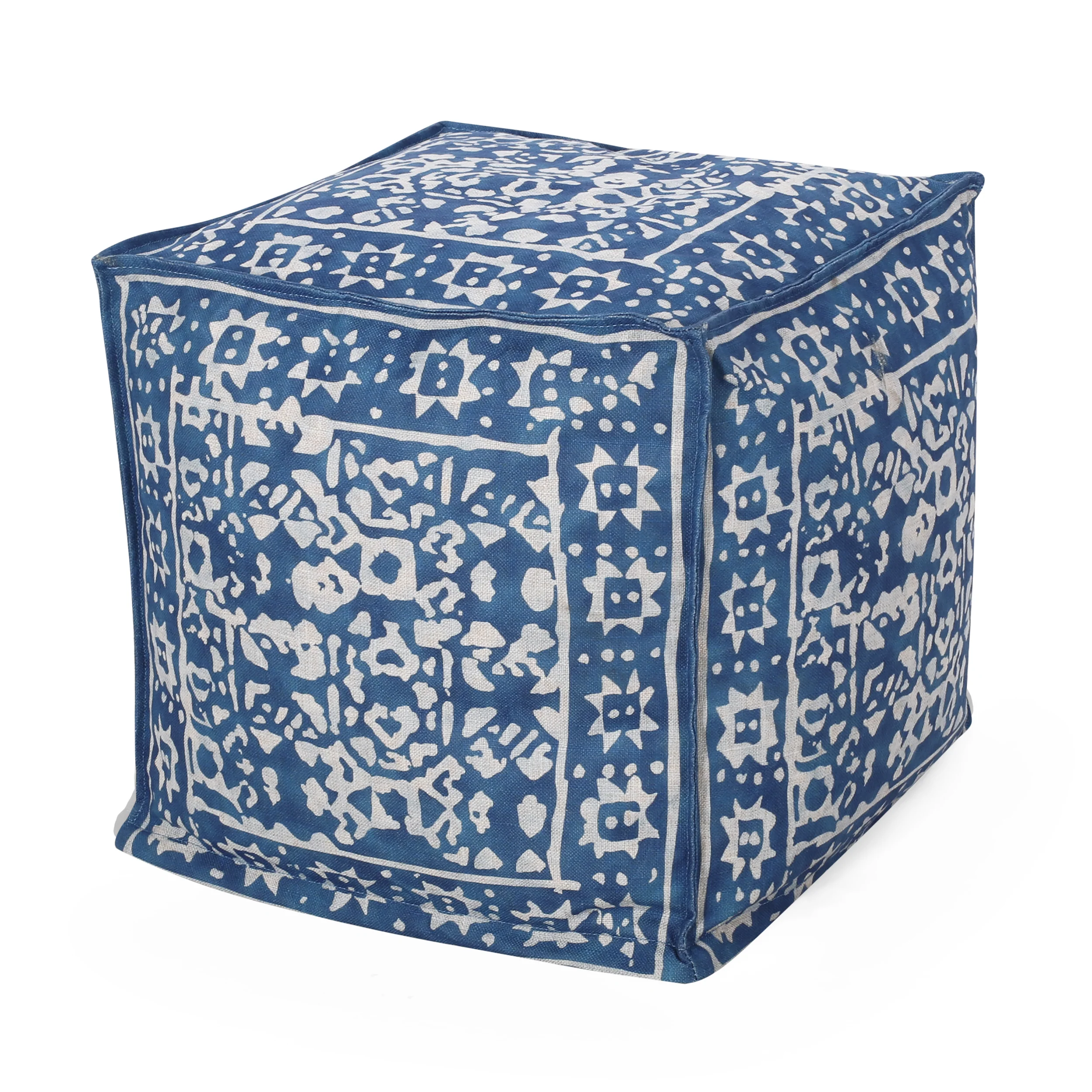 Catron Contemporary Fabric Cube Pouf - furnishings
