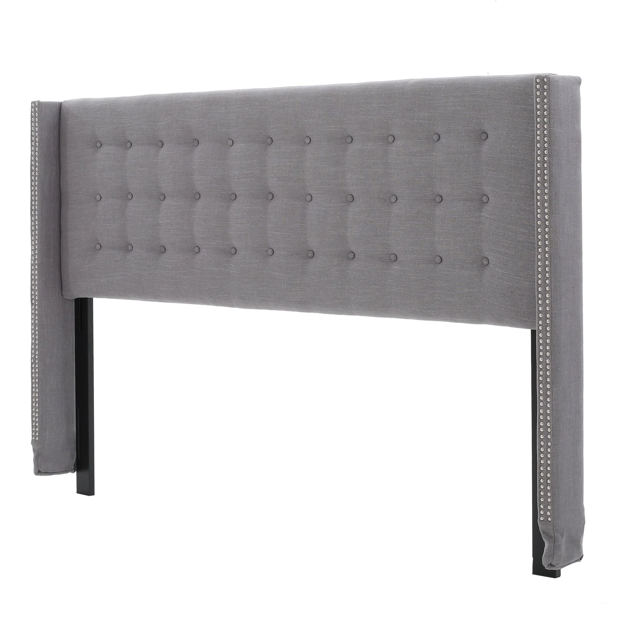 Karen Button Tufted Fabric King/Cal King Headboard with Nailhead Accents - furnishings