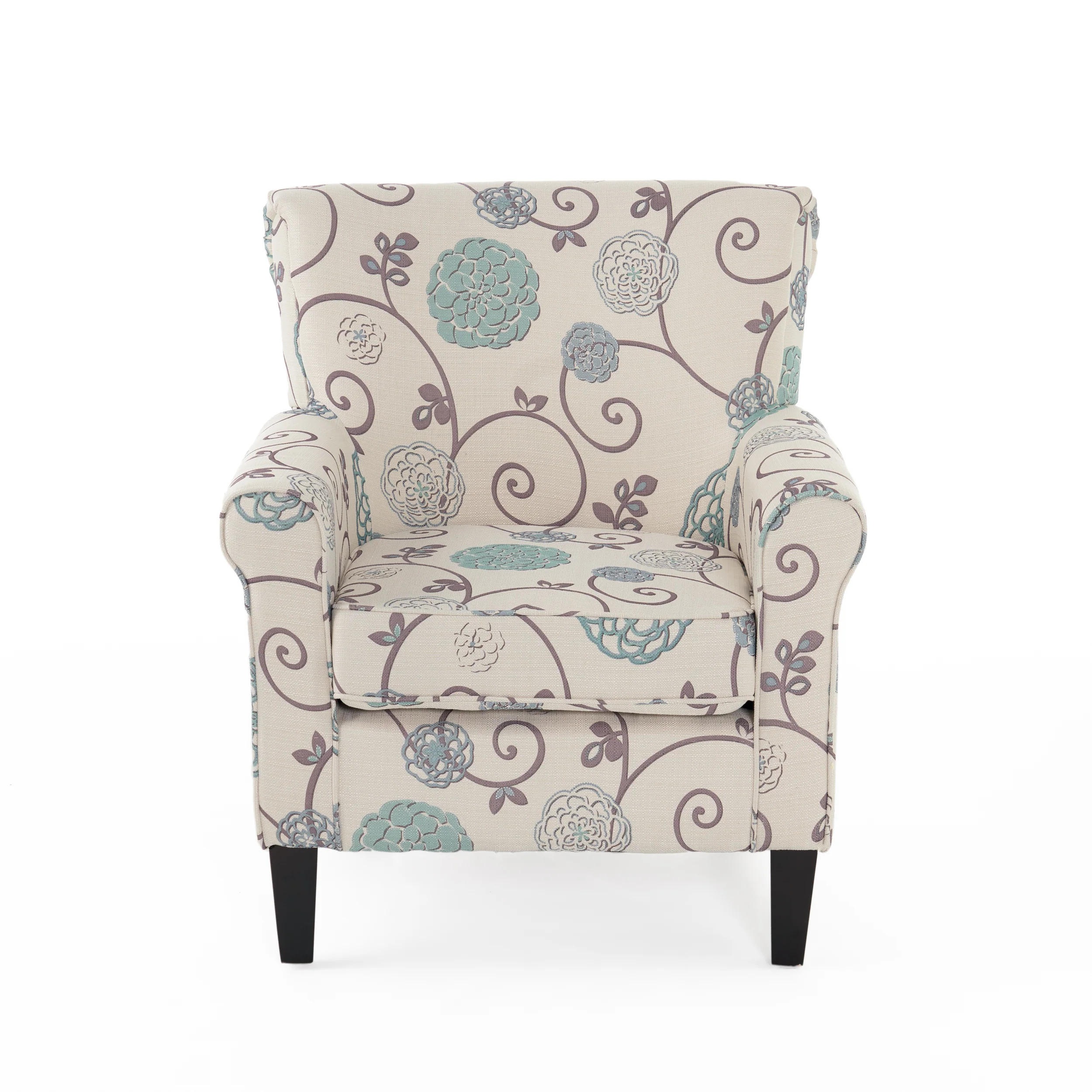 Roseville Scrolled Back Floral Print Fabric Club Chair - furnishings