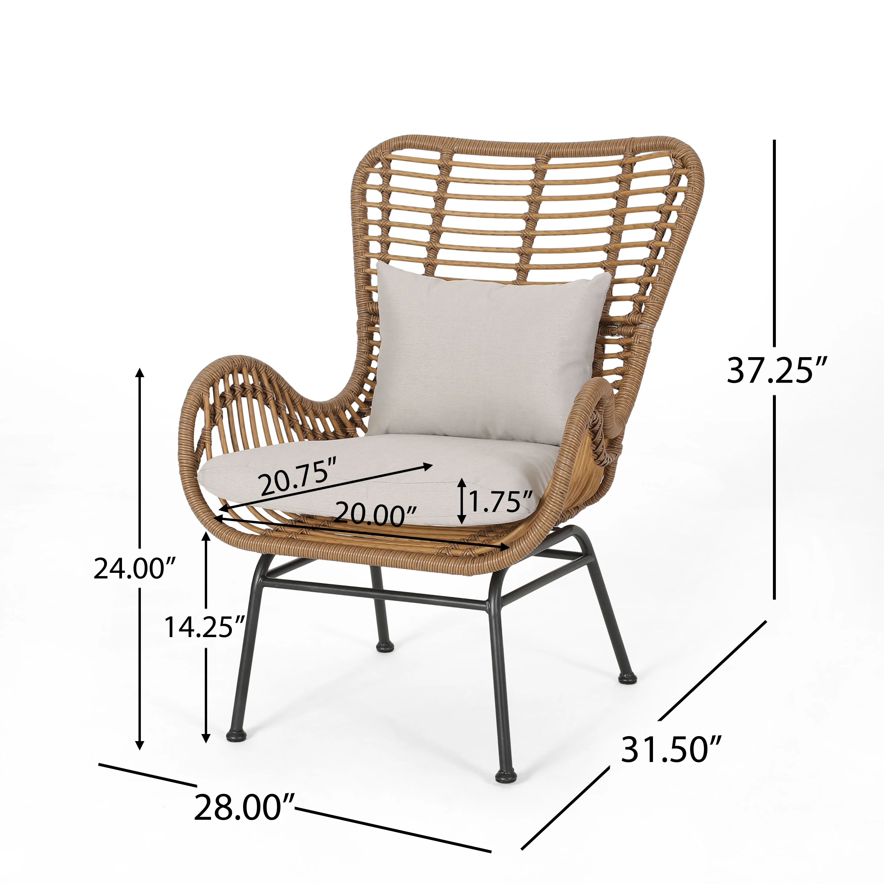 Izidro Indoor Boho Modern Wicker 4 Piece Club Chair and Ottoman Set - furnishings