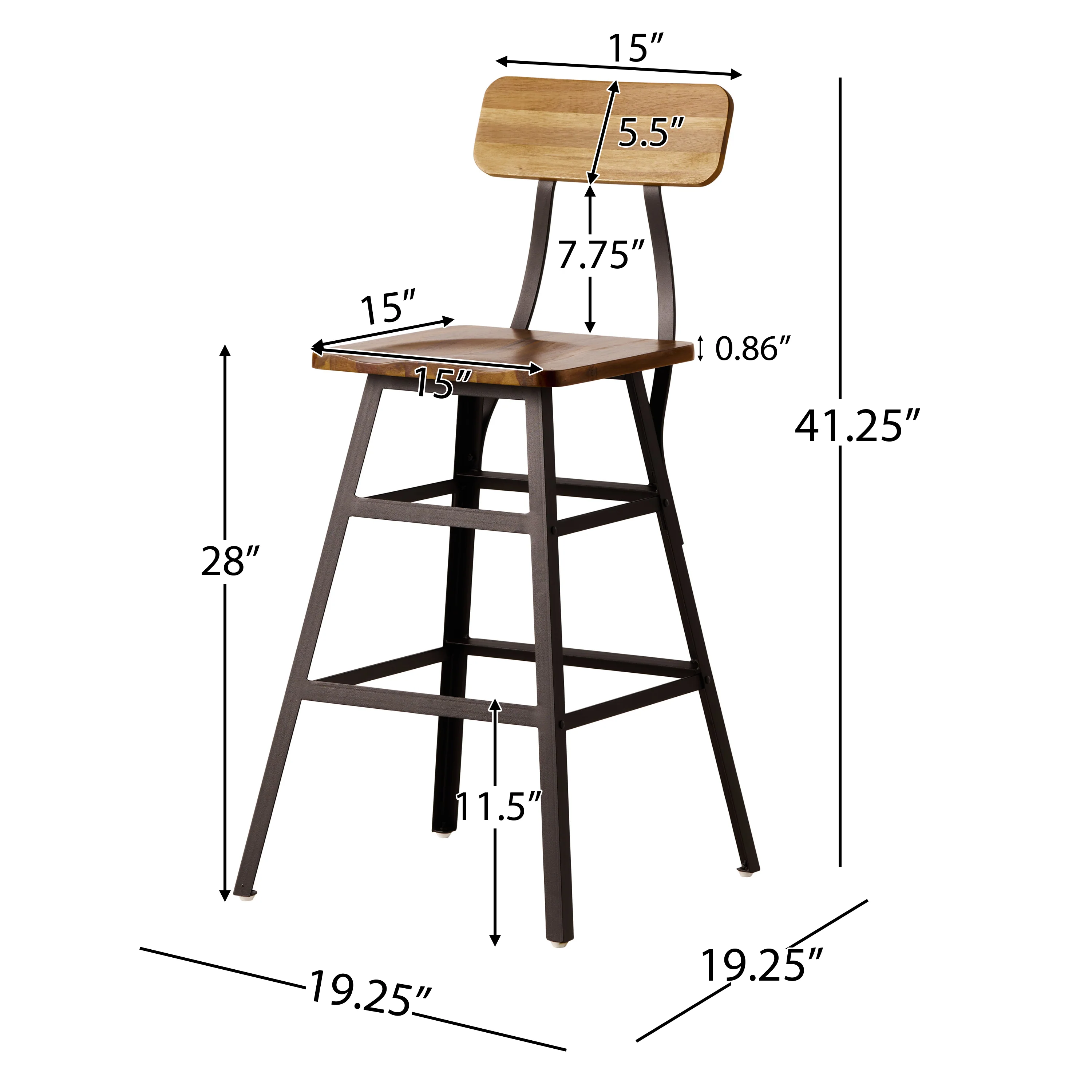 Tekel 28-Inch Full Natural Stained Laminated Acacia Bar Set - furnishings