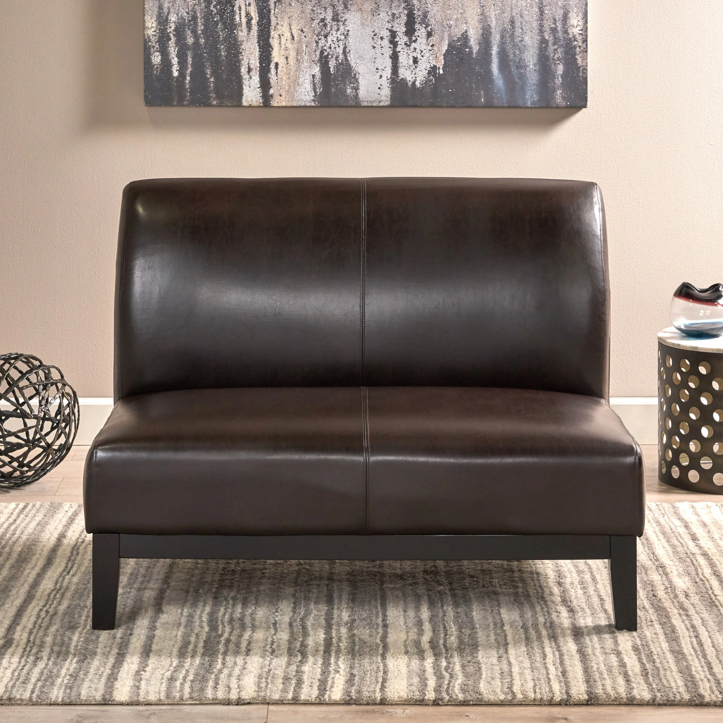 Darcy Contemporary Upholstered Loveseat, Brown and Espresso - furnishings