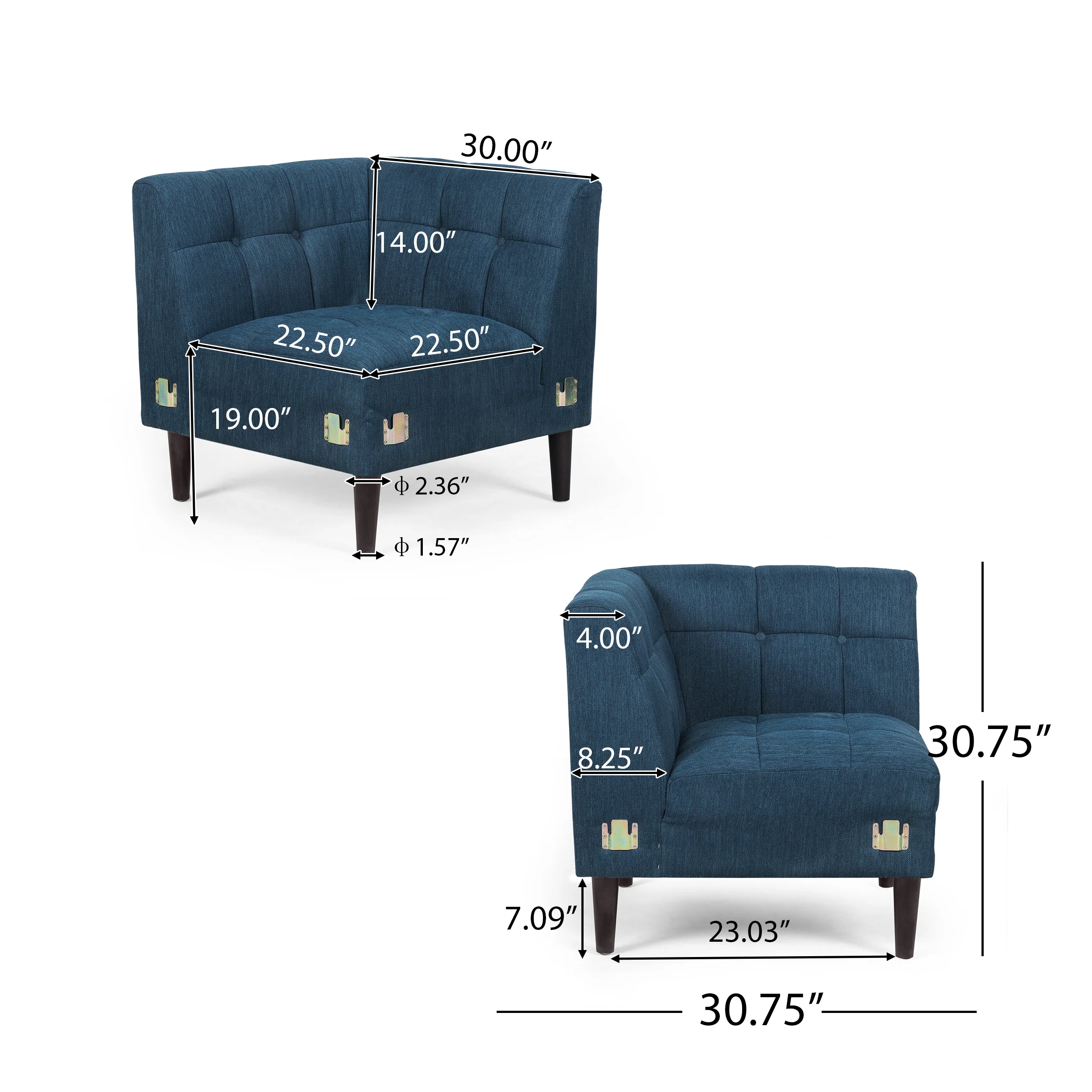 Warnock Mid-Century Modern Fabric Tufted Sectional Sofa Set - furnishings