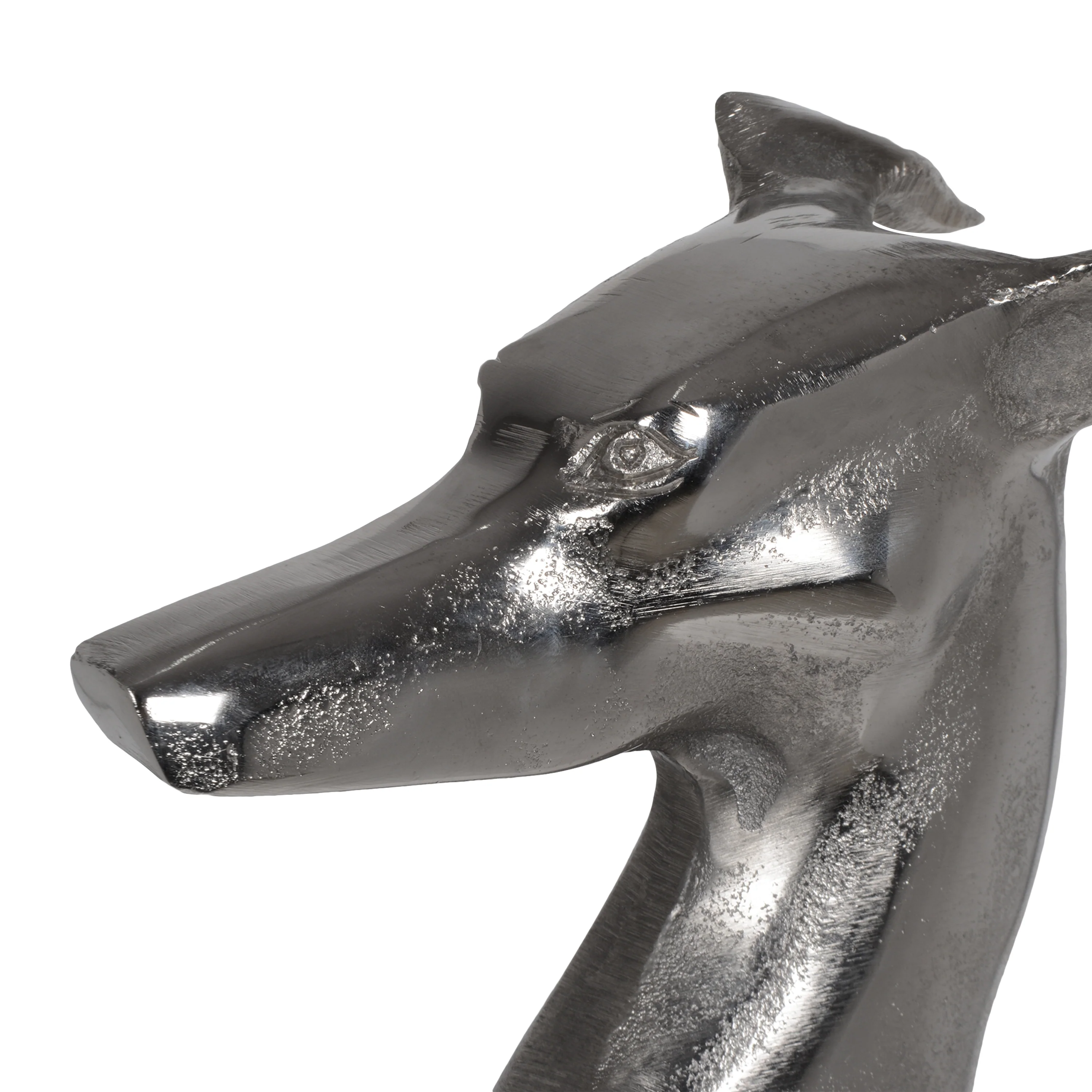 Lismore Aluminum Greyhound Statue, Raw Nickel - furnishings