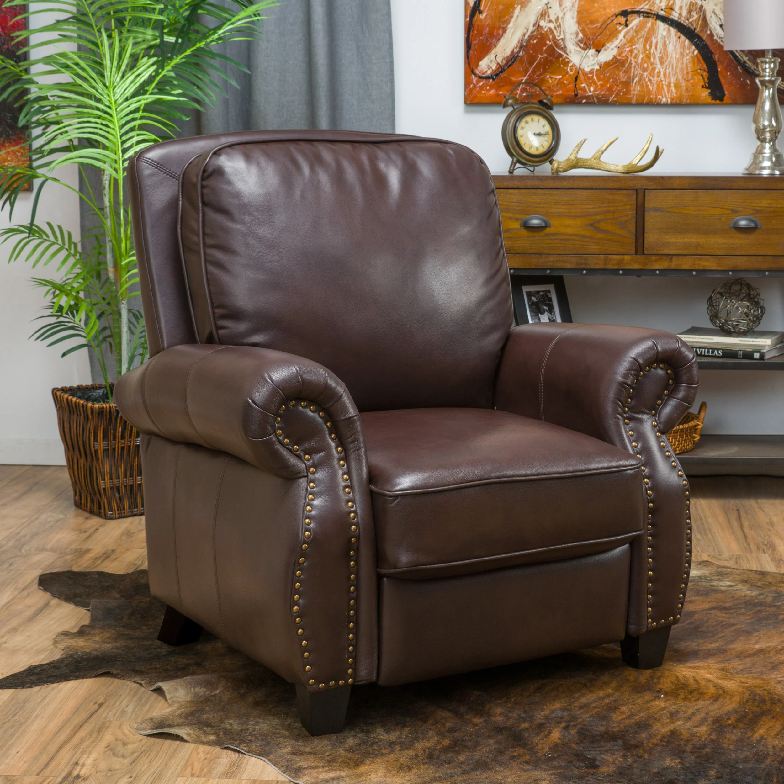 Jasmine Brown Leather Cigar Recliner - furnishings