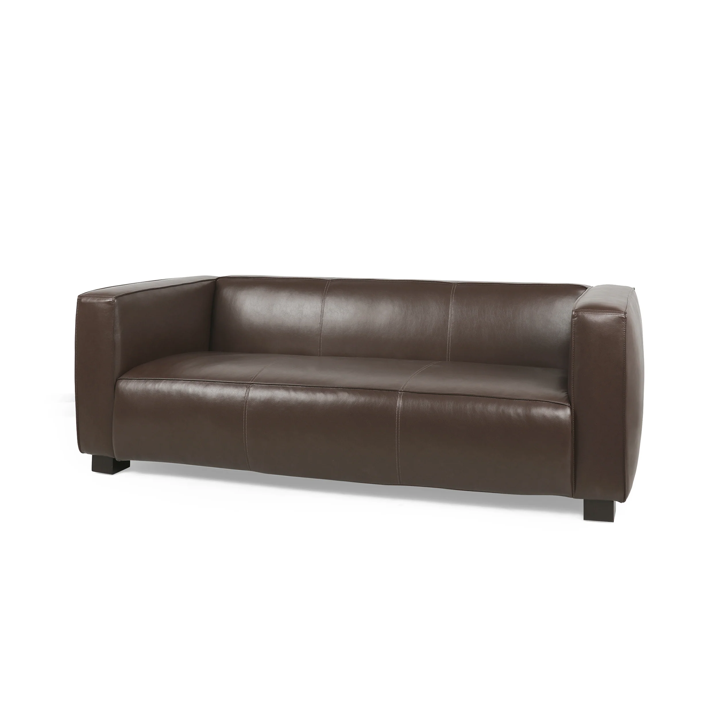 Minkler Contemporary Faux Leather 3 Seater Sofa - furnishings