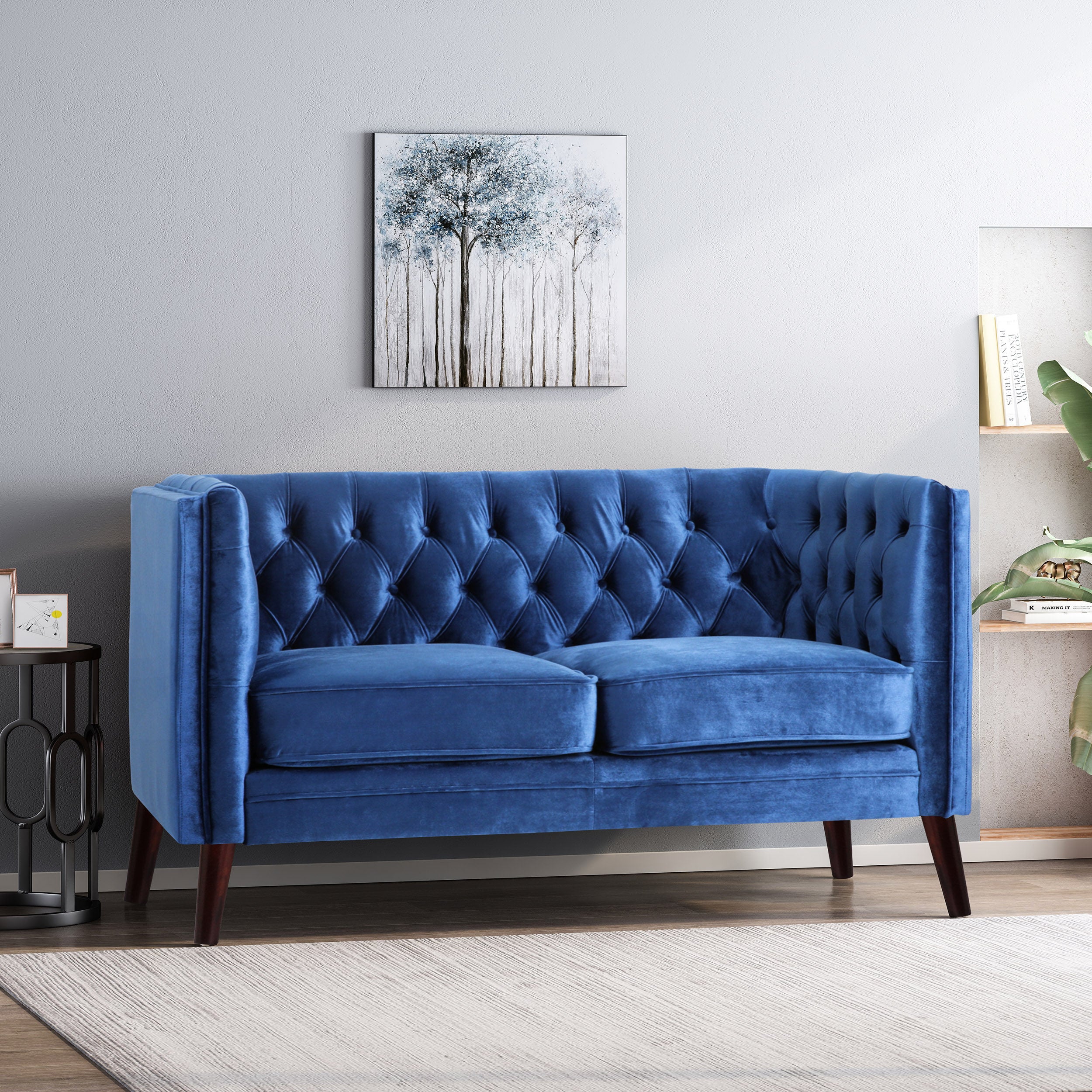 Henton Contemporary Upholstered Tufted Loveseat - furnishings