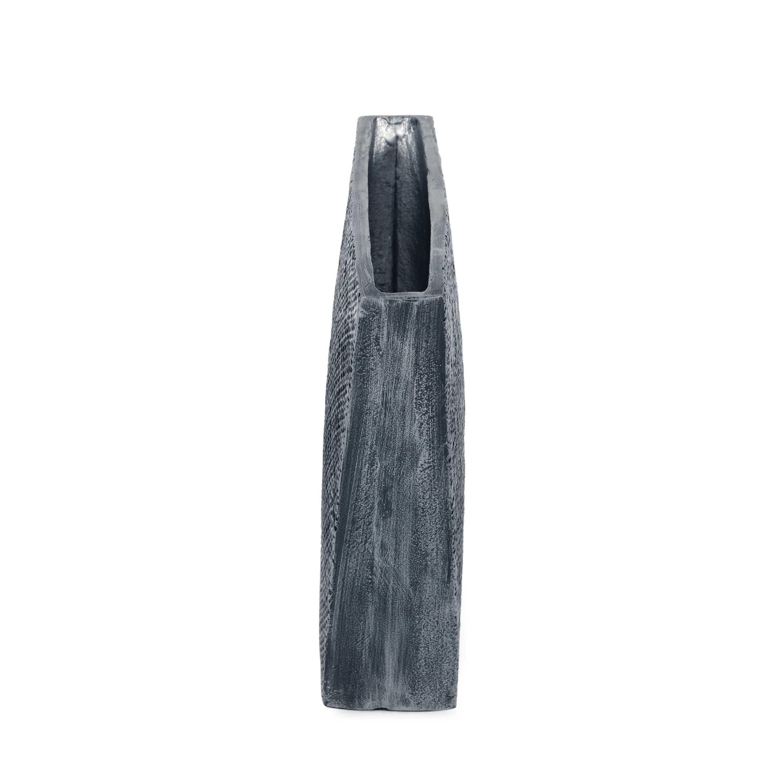Currier Modern Handmade Aluminum Flat Vase, Charcoal - furnishings