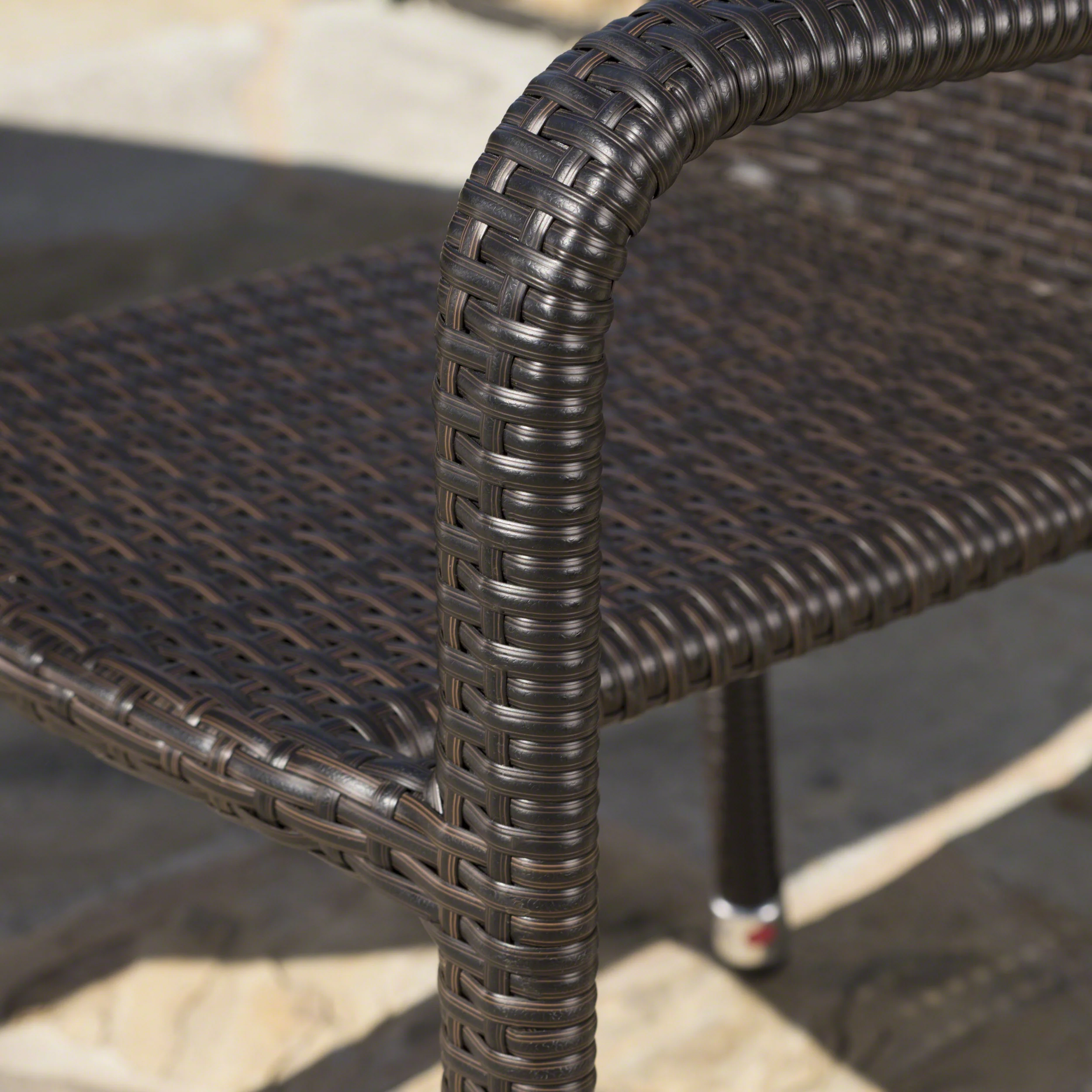 Ashlynn Outdoor 7 Piece Multi-brown Wicker Dining Set with Stacking Chairs - furnishings